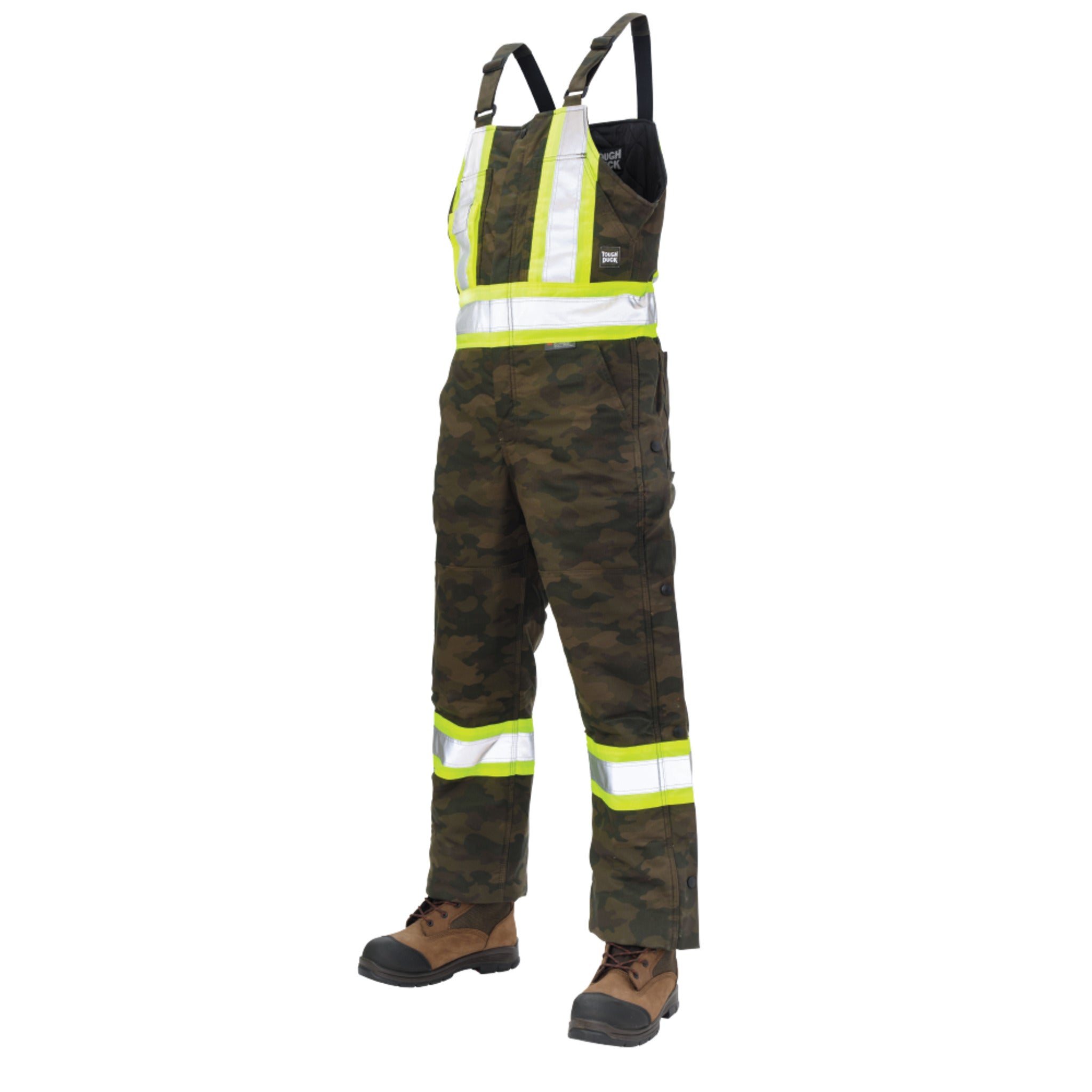 Tough Duck Men's Hi Vis Safety Work Overalls SB03 | Flex Duck Insulated, Reflective, Waterproof, Comfortable & Durable for Outdoor Work Environments | Sizes XS-5XL