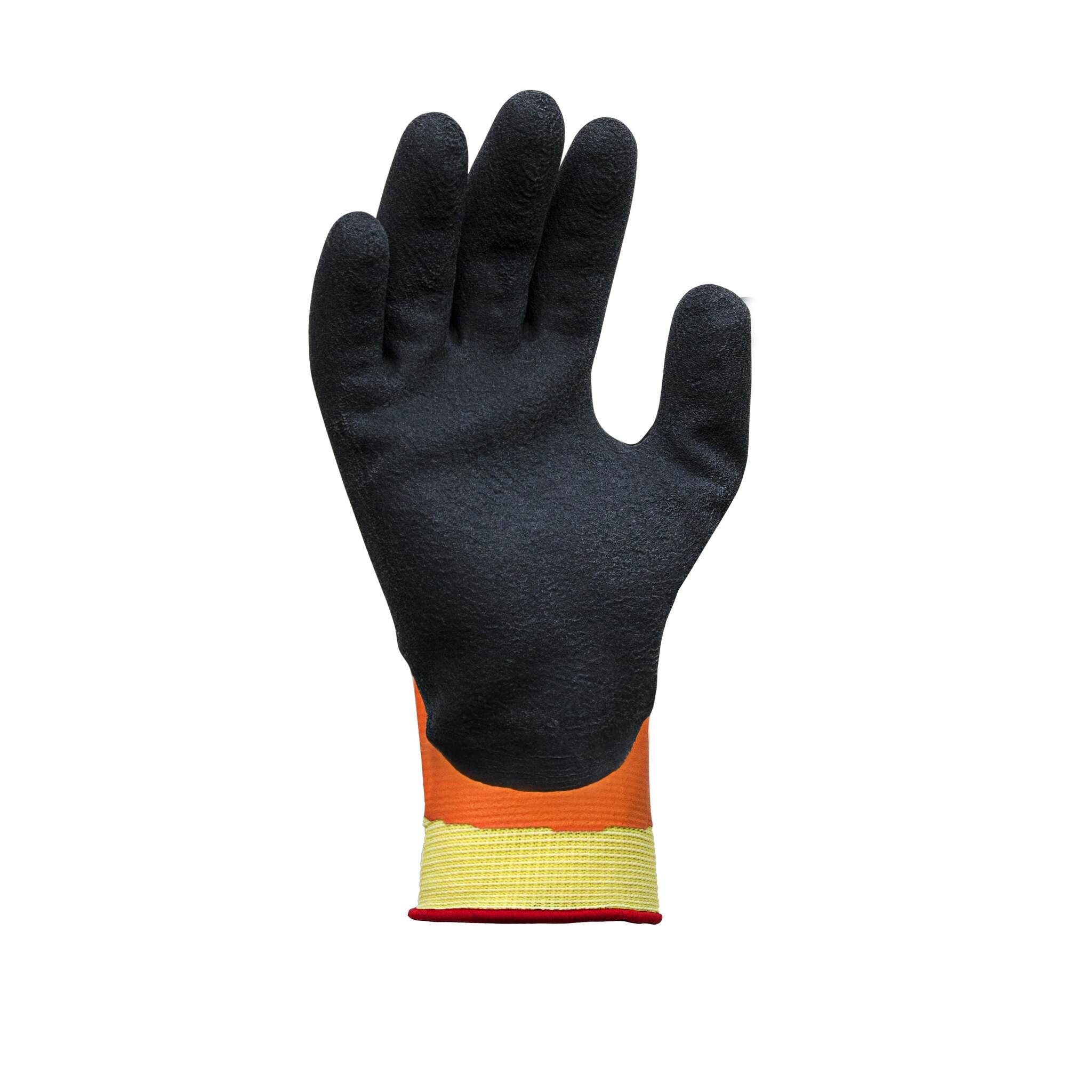 SHOWA 406 Orange Foam Latex Thermal Lined Gloves | Water-Resistant, High-Visibility, Cold Protection | Enhanced Grip for Wet Conditions