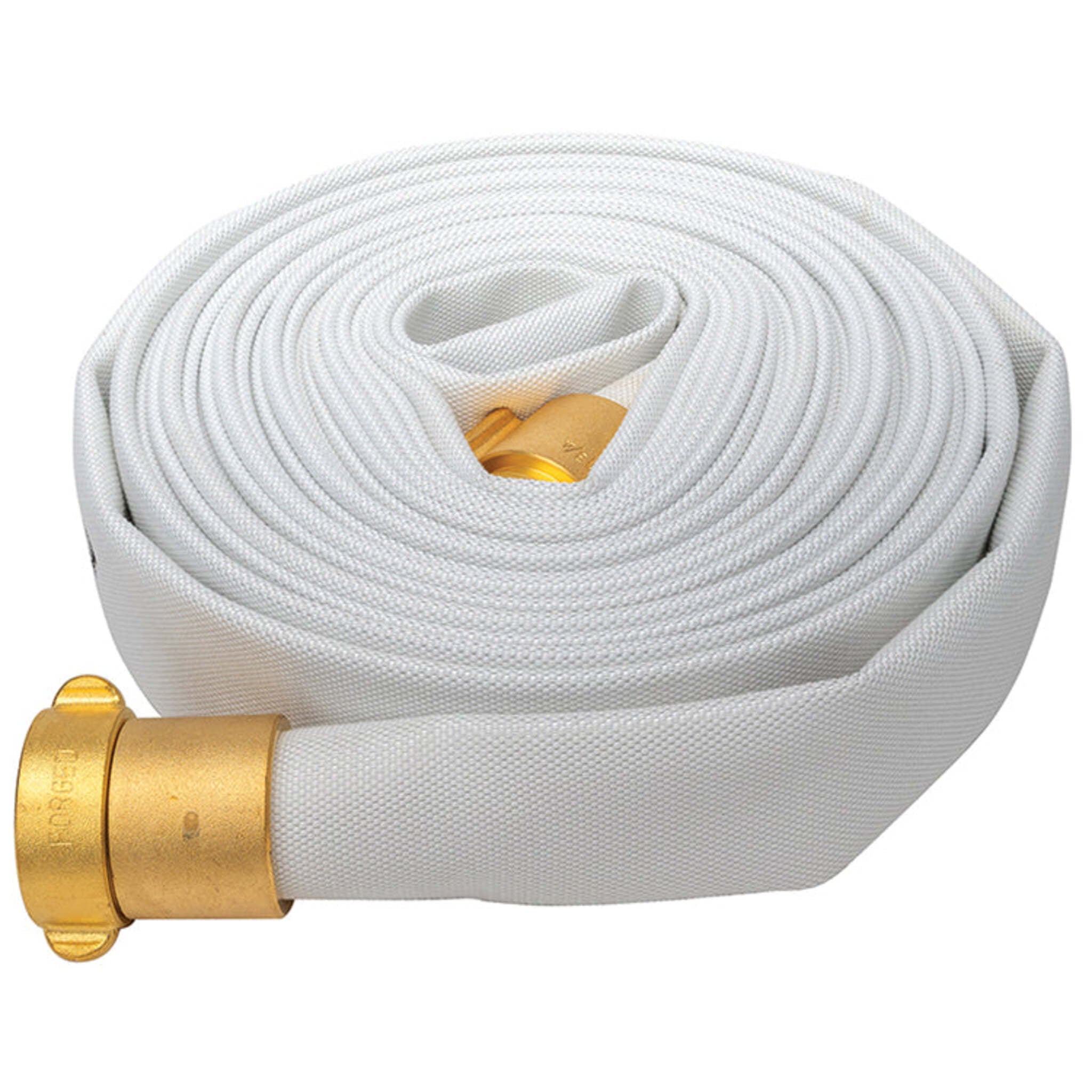 1-1/2" Single Jacket Fire Hose Assemblies w/ Brass NPSH Swivel Fittings - UL Listed, NFPA Compliant, Mildew Resistant, 150 PSI, Heavy Duty