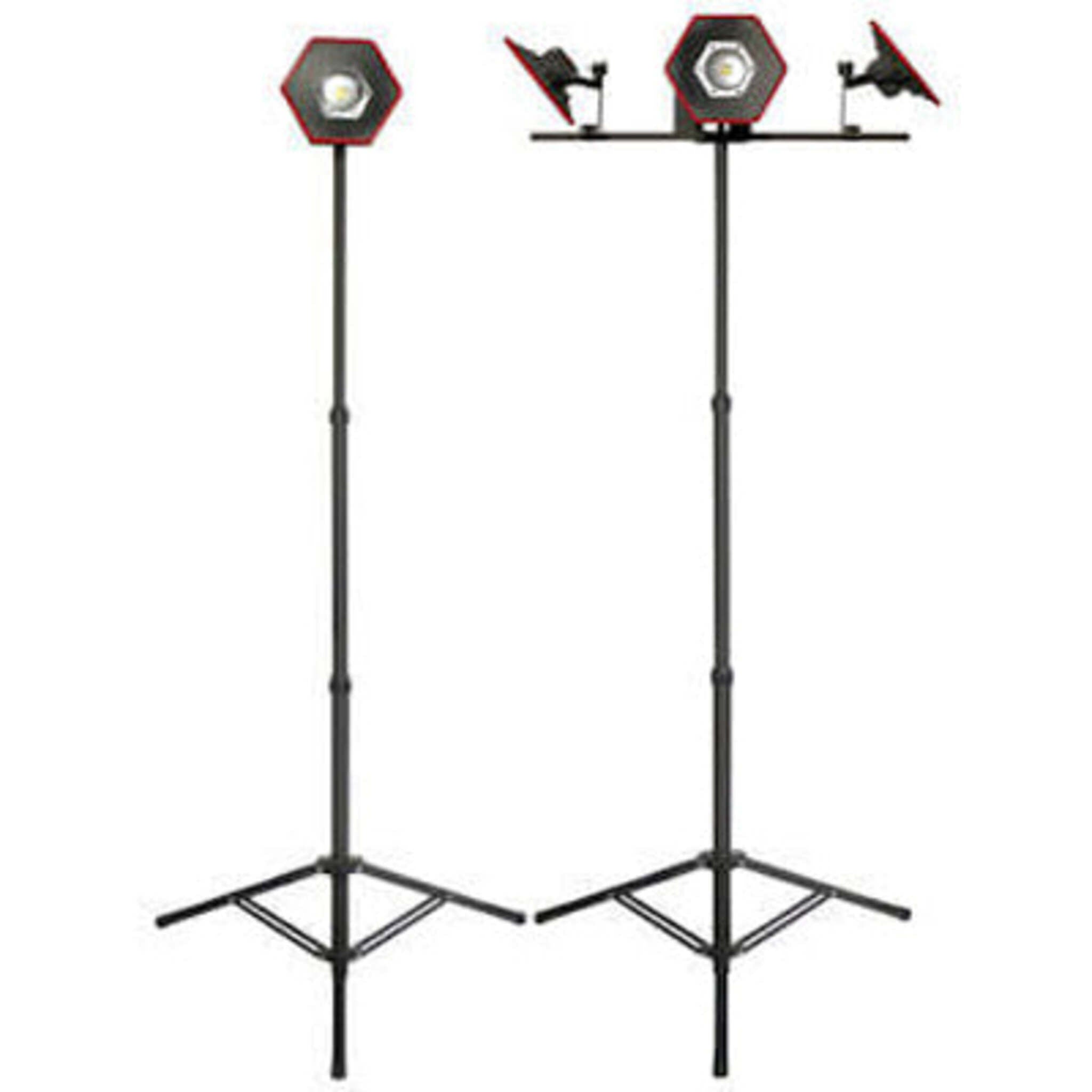 LUMENATOR® Series Heavy Duty Triple Head Telescopic Tripod, Adjustable Height 2'6" to 5'8", Holds Up to 3 Area Lights, Independent, Durable & Portable