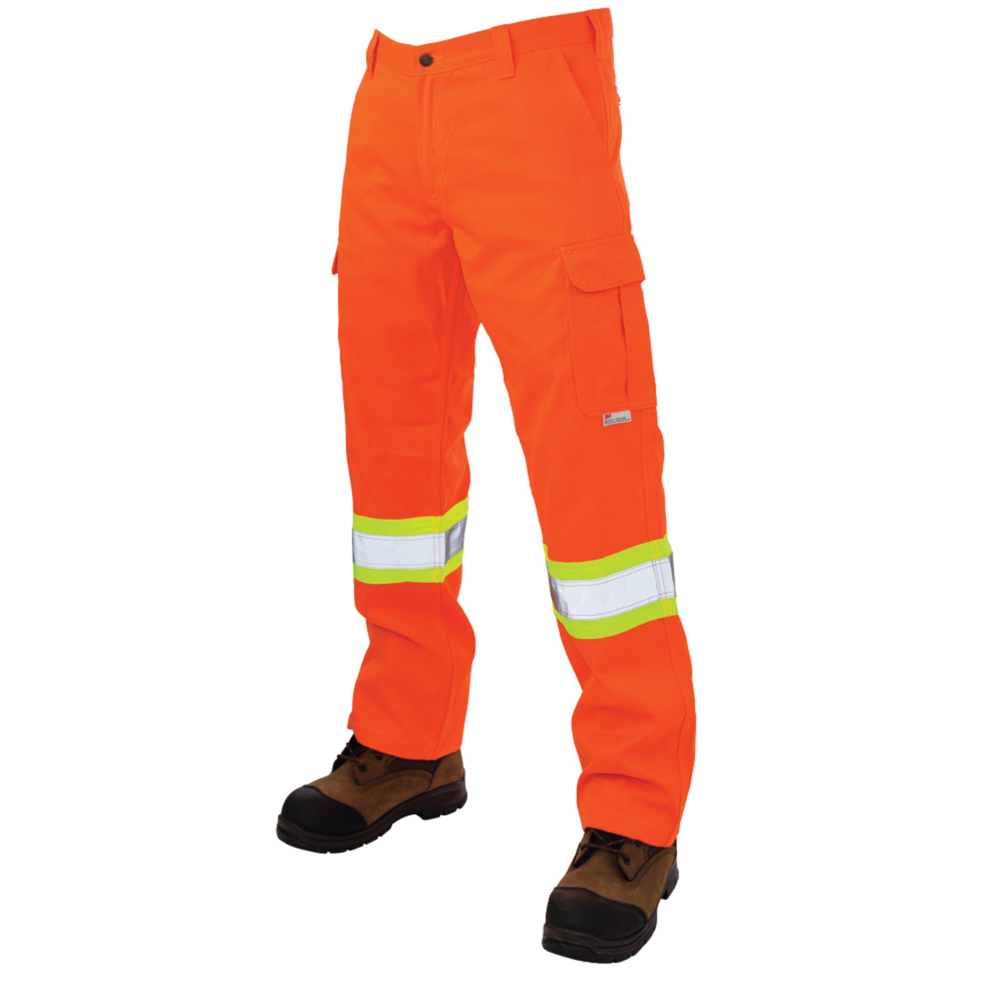 Tough Duck SP01 Men's Hi Vis Cargo Work Pants - Poly/Cotton, Heavy Duty, Lightweight, Reflective, CSA/ANSI Certified, Mining Approved, Multi-Pocket, Durable | Sizes 30-40
