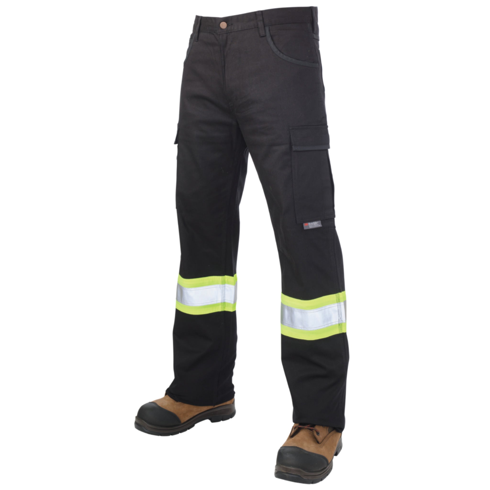 Tough Duck Men's Hi Vis Safety Cargo Work Pants SP03 - Cotton Flex Twill, Multi-Pocket, Reflective, Reinforced, Triple Stitched, Gusset Crotch, Durable, Comfortable | Limited Size Selection