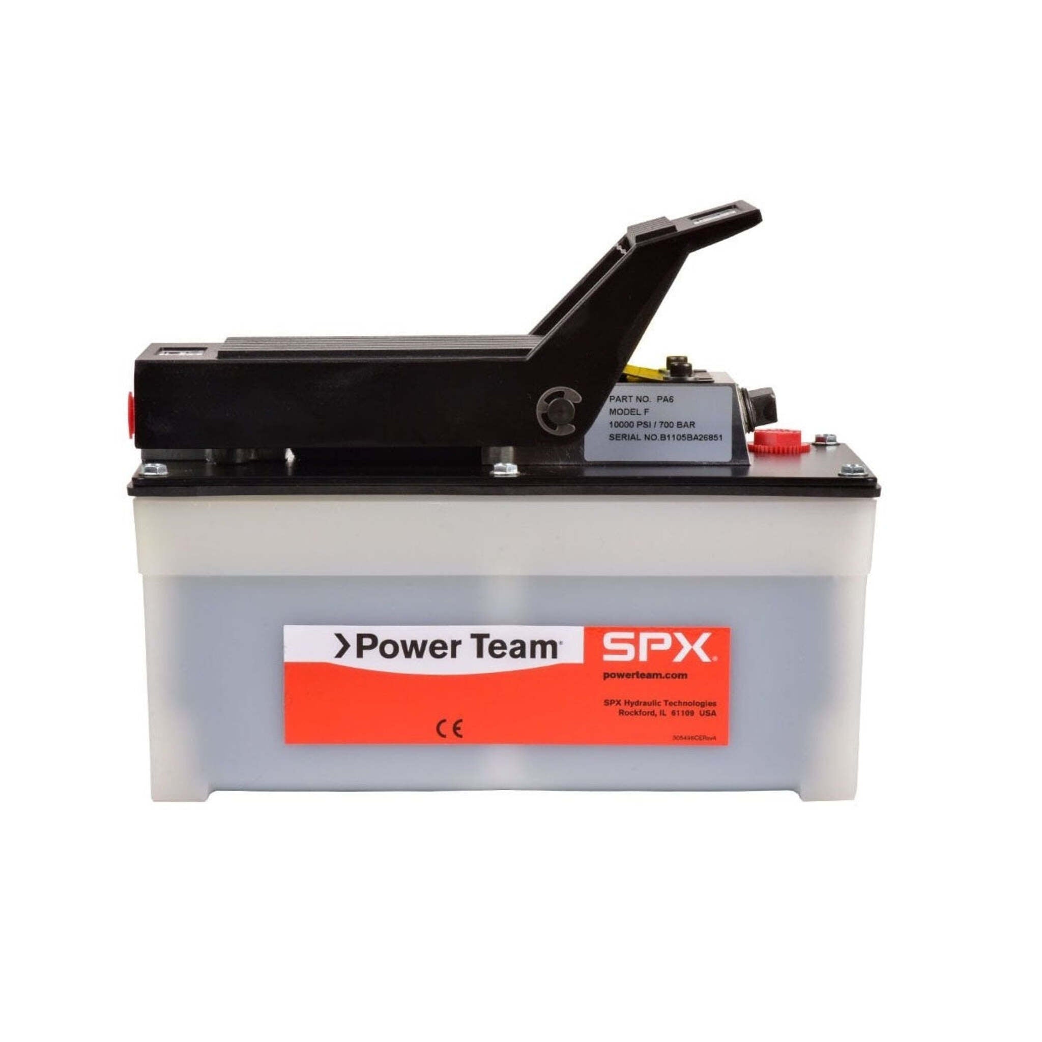 SPX Power Team PA6 Air Hydraulic Pump, Portable, Single Speed, Single-Acting, 10,000 PSI, 40-120 PSI Air Supply, for Industrial and Autobody Work