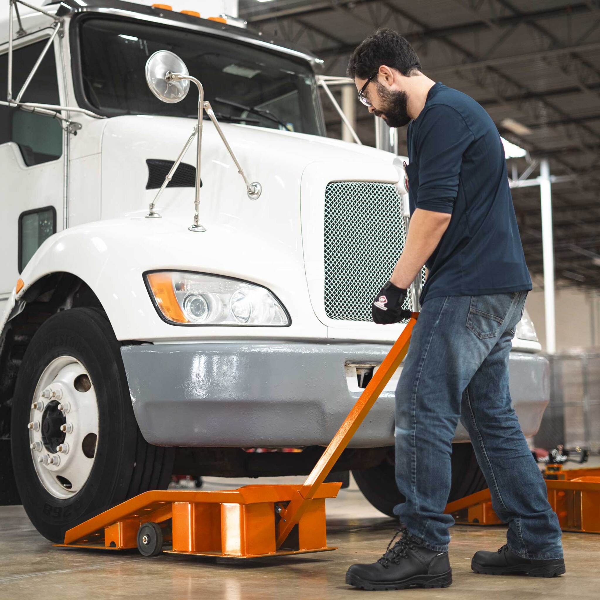 Strongarm Super Heavy-Duty Truck Ramps | 20-Ton Capacity | Retractable Handles & Non-Skid Pads for Safe Lifting of Large Vehicles Up to 16" Tire Width