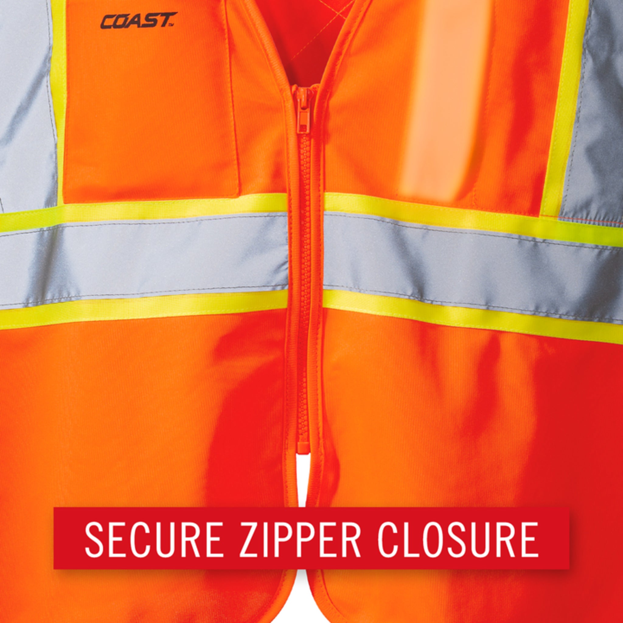 Coast® SV350 Hi-Vis X-Back Lighted Safety Vest - ANSI Class 2, Rechargeable LED Strip, Dual Light Modes, Reflective Tape, Multiple Pockets