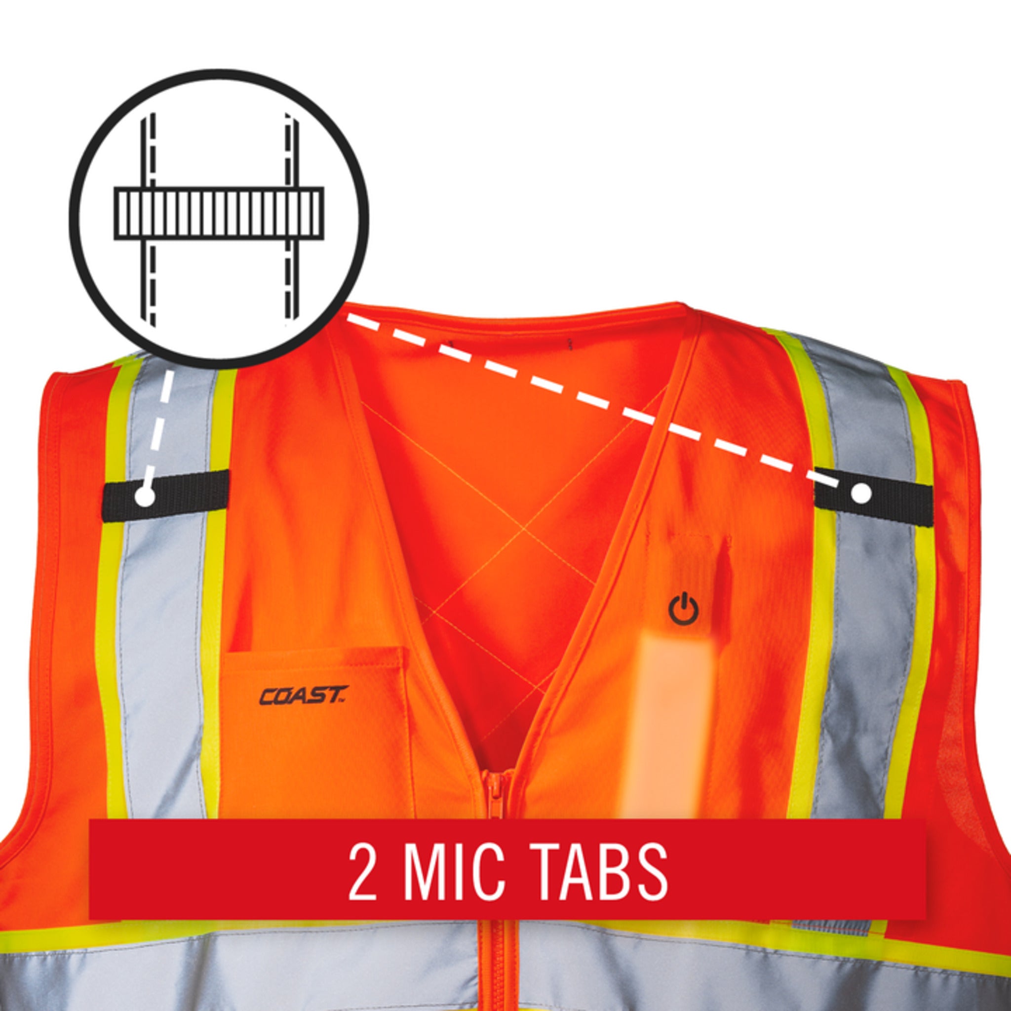 Coast® SV350 Hi-Vis X-Back Lighted Safety Vest - ANSI Class 2, Rechargeable LED Strip, Dual Light Modes, Reflective Tape, Multiple Pockets