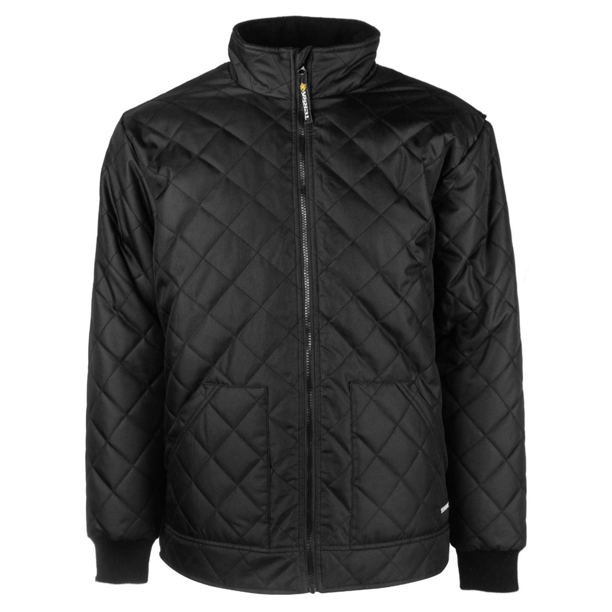 Terra Ice Men's Black Diamond Quilted Freezer Jacket, 150D Oxford Polyester, Polyfill Insulation, Warm, Durable, Windproof, Fleece Collar | Sizes S-3XL