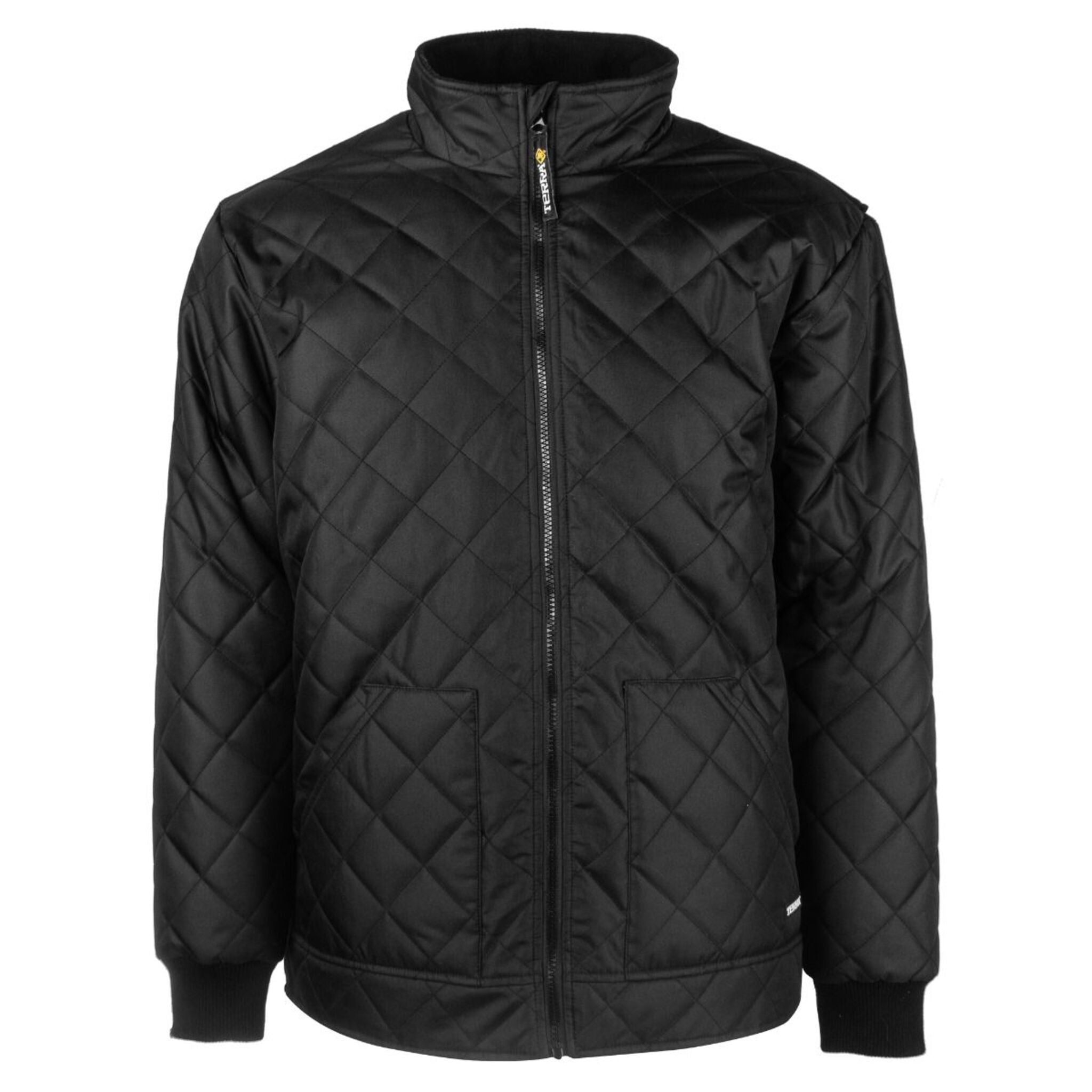 Terra Ice Men's Black Diamond Quilted Freezer Jacket, 150D Oxford Polyester, Polyfill Insulation, Warm, Durable, Windproof, Fleece Collar | Sizes S-3XL