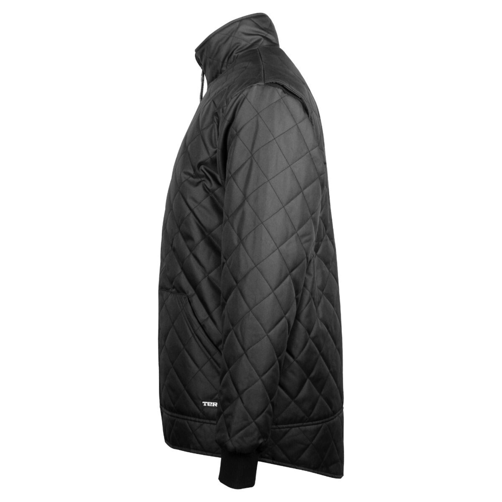 Terra Ice Men's Black Diamond Quilted Freezer Jacket, 150D Oxford Polyester, Polyfill Insulation, Warm, Durable, Windproof, Fleece Collar | Sizes S-3XL