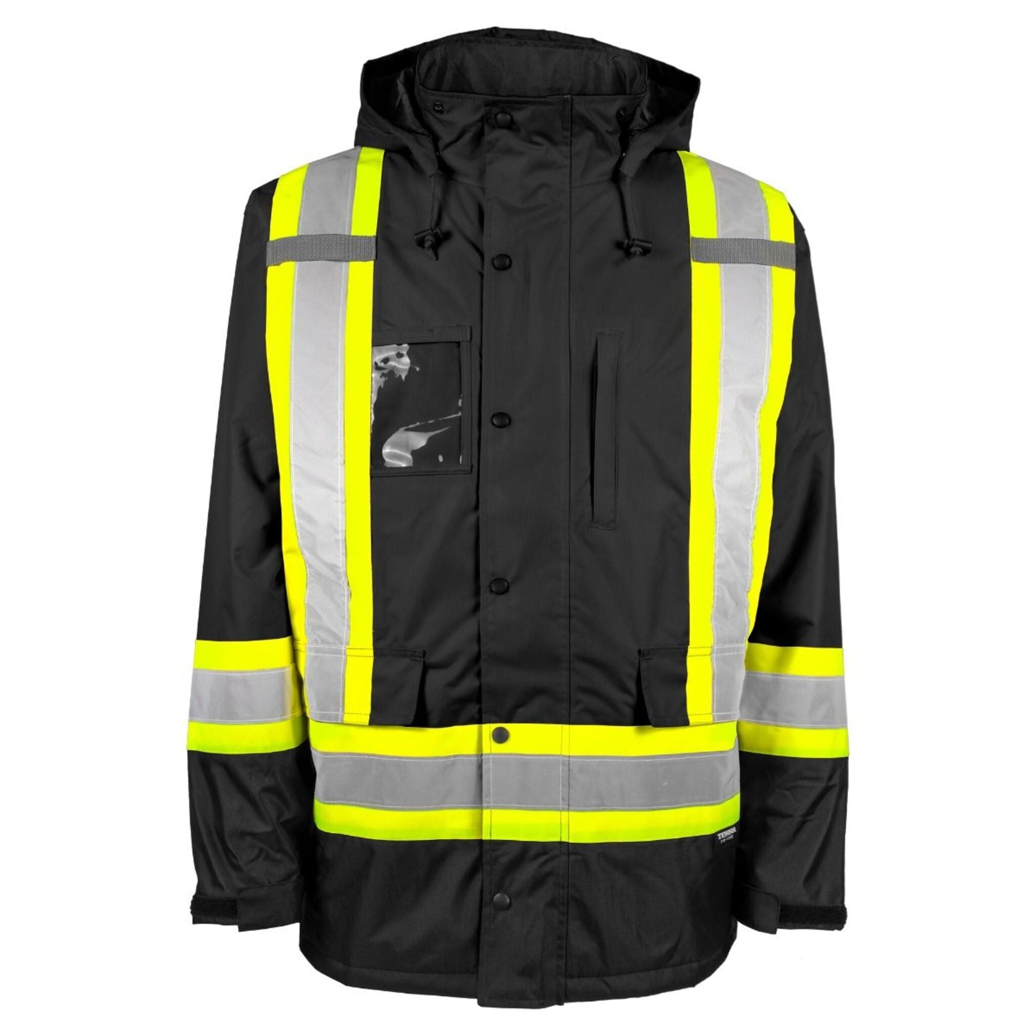 Terra Hi-Vis Men's 300D Poly Oxford Waterproof CSA Safety Parka with Quick Release Hood, Reflective Tape | Limited Size Selection