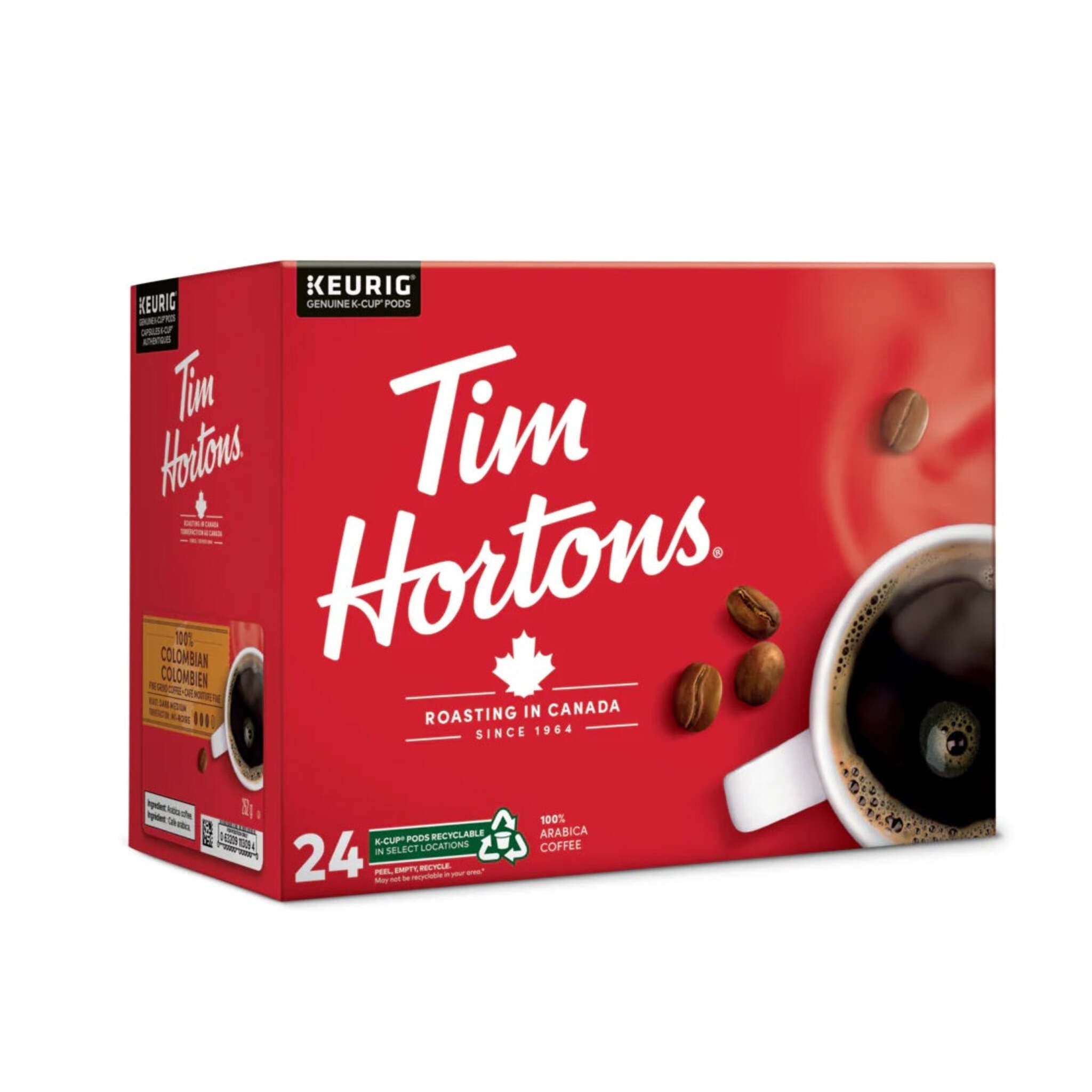 Tim Hortons 100% Colombian Single Serve K-Cups - Pack of 24 - Case of 4