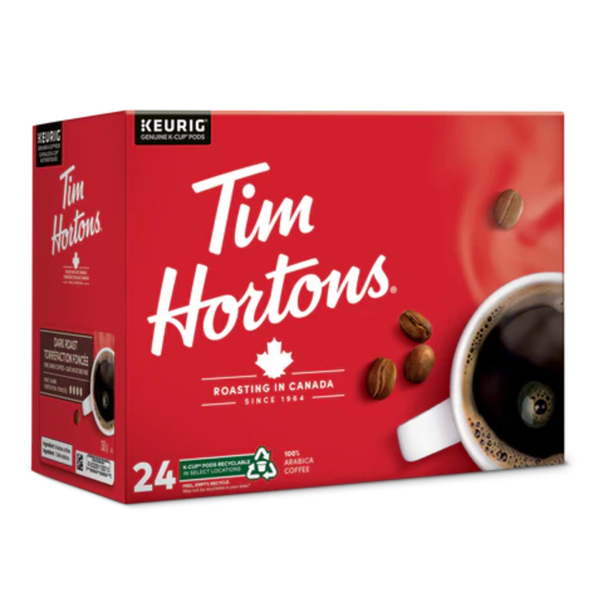 Tim Hortons Dark Roast Single Serve K-Cups - Pack of 24 - Case of 4