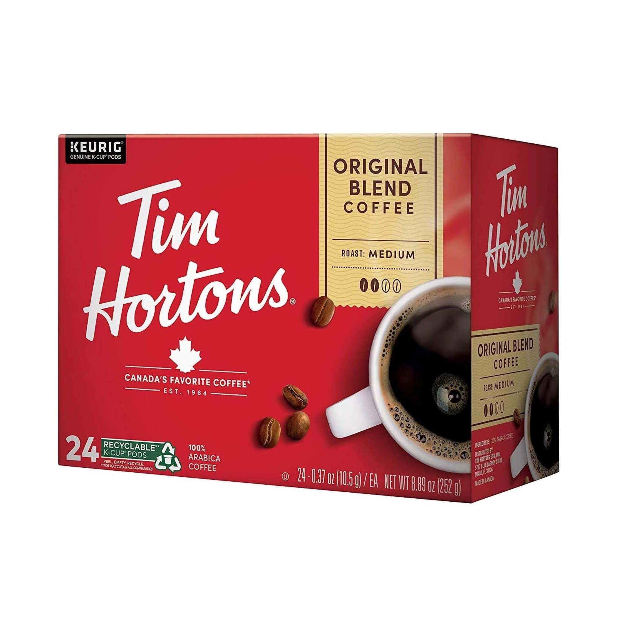 Tim Hortons Original Blend Single Serve K-Cups - Pack of 24 - Case of 4