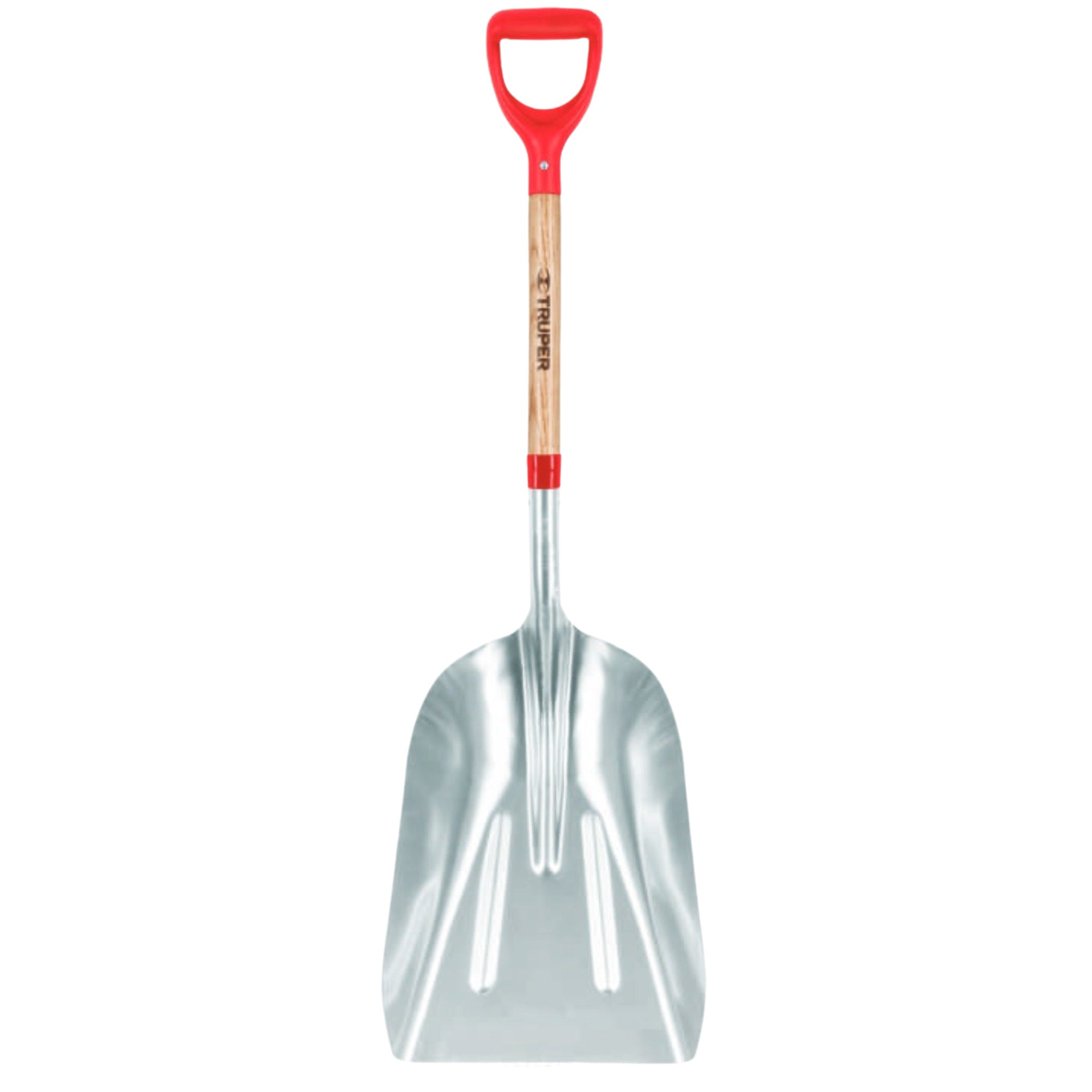 Truper Tru Tough Aluminum Scoop Shovel No.12 with D-Grip 28-Inch Wooden Handle