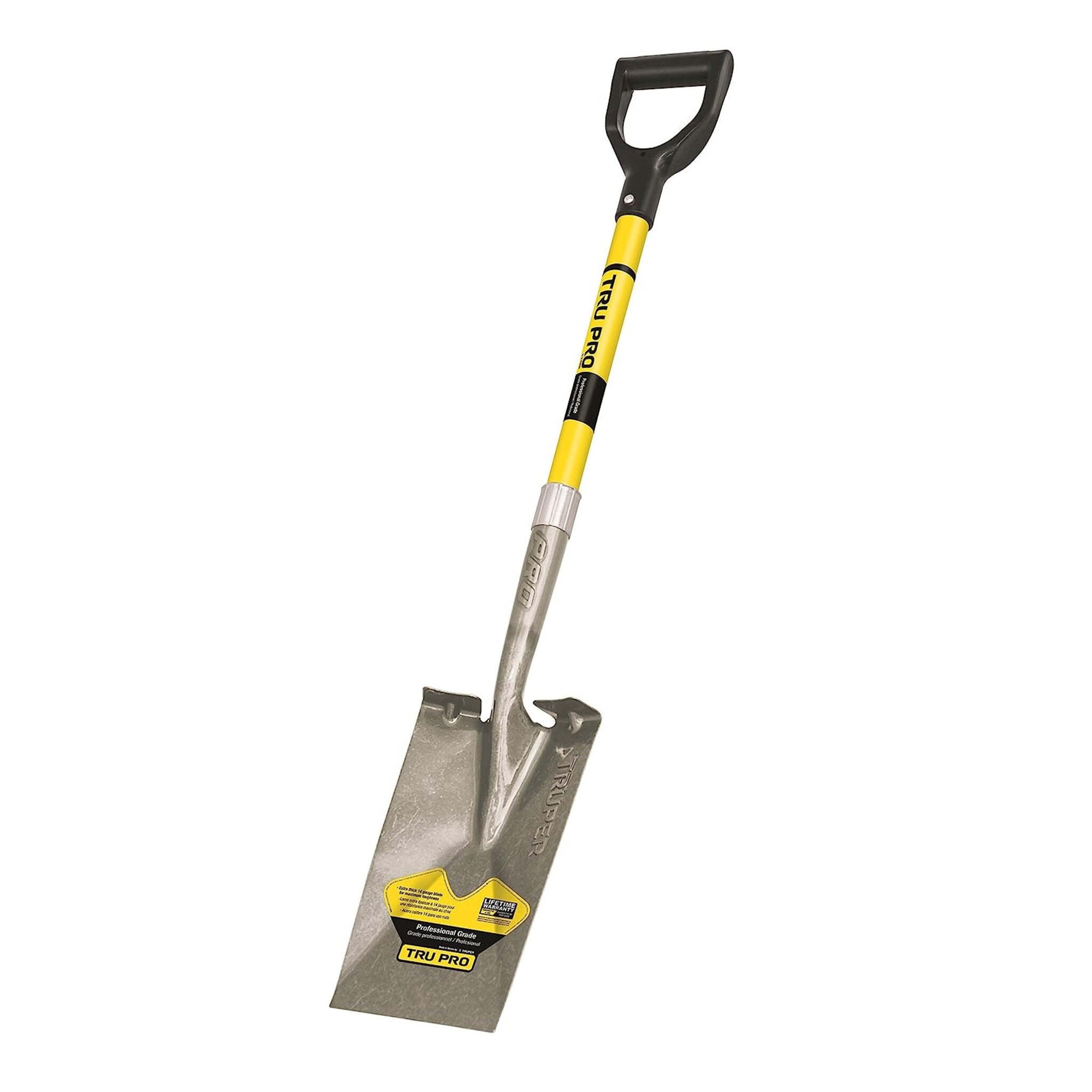 Truper Tru Pro Garden Spade Shovel with 29" Fiberglass D-Grip Handle and Extended Steps