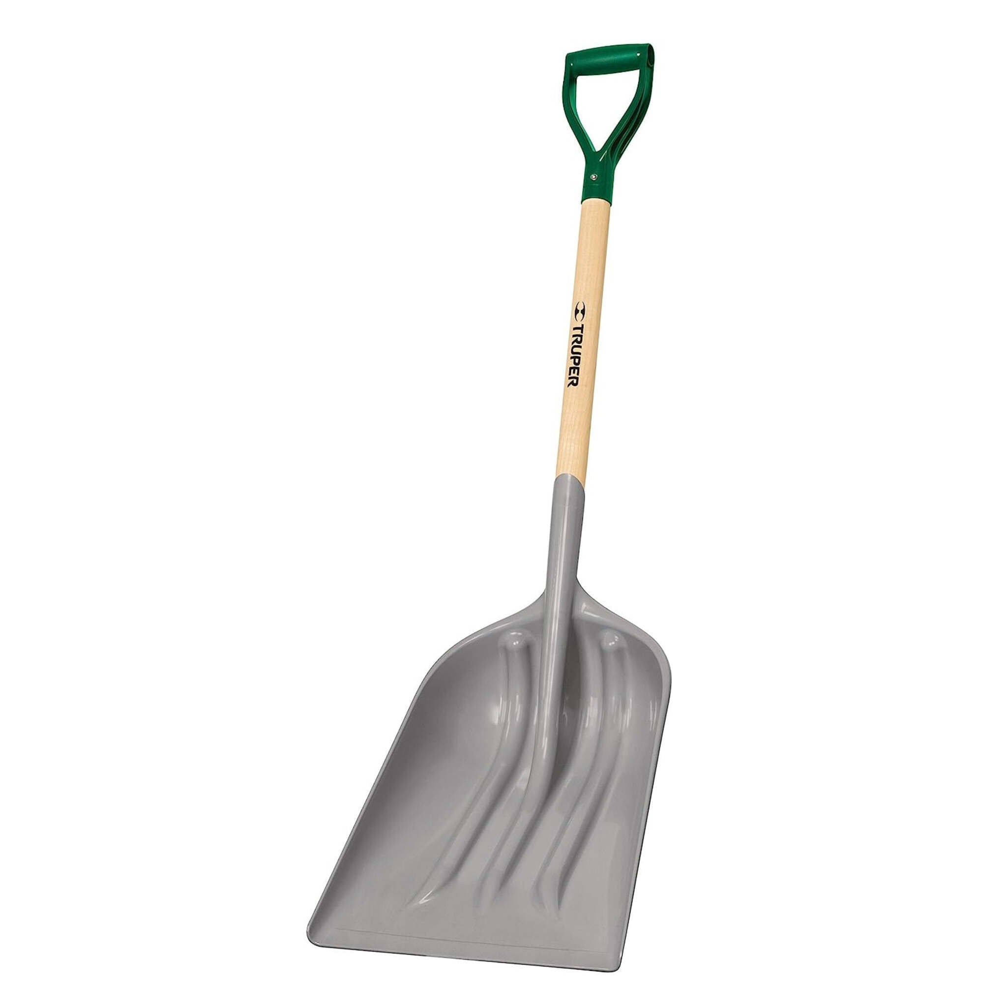 Truper Tru Tough ABS Scoop Shovel No.12 with 29-Inch Wooden D-Grip Handle