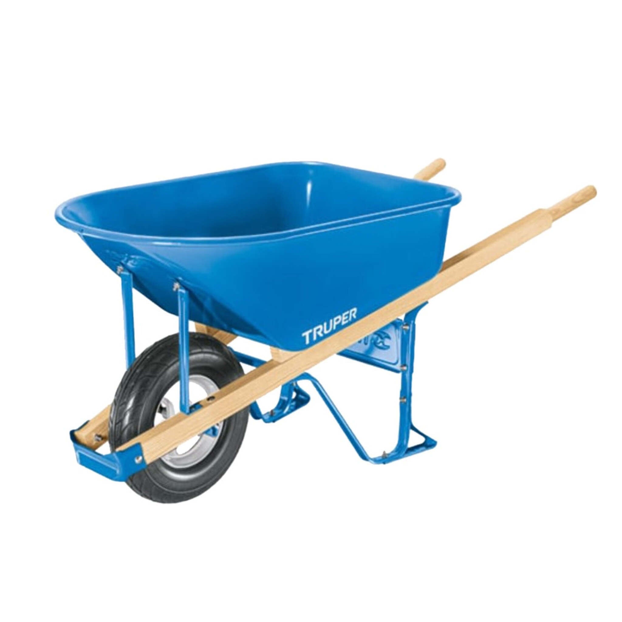 Truper Tru Pro Contractor Grade Heavy Gauge Steel Wheelbarrow with Anti-Tilt Stabilizers - 6 Cu Ft