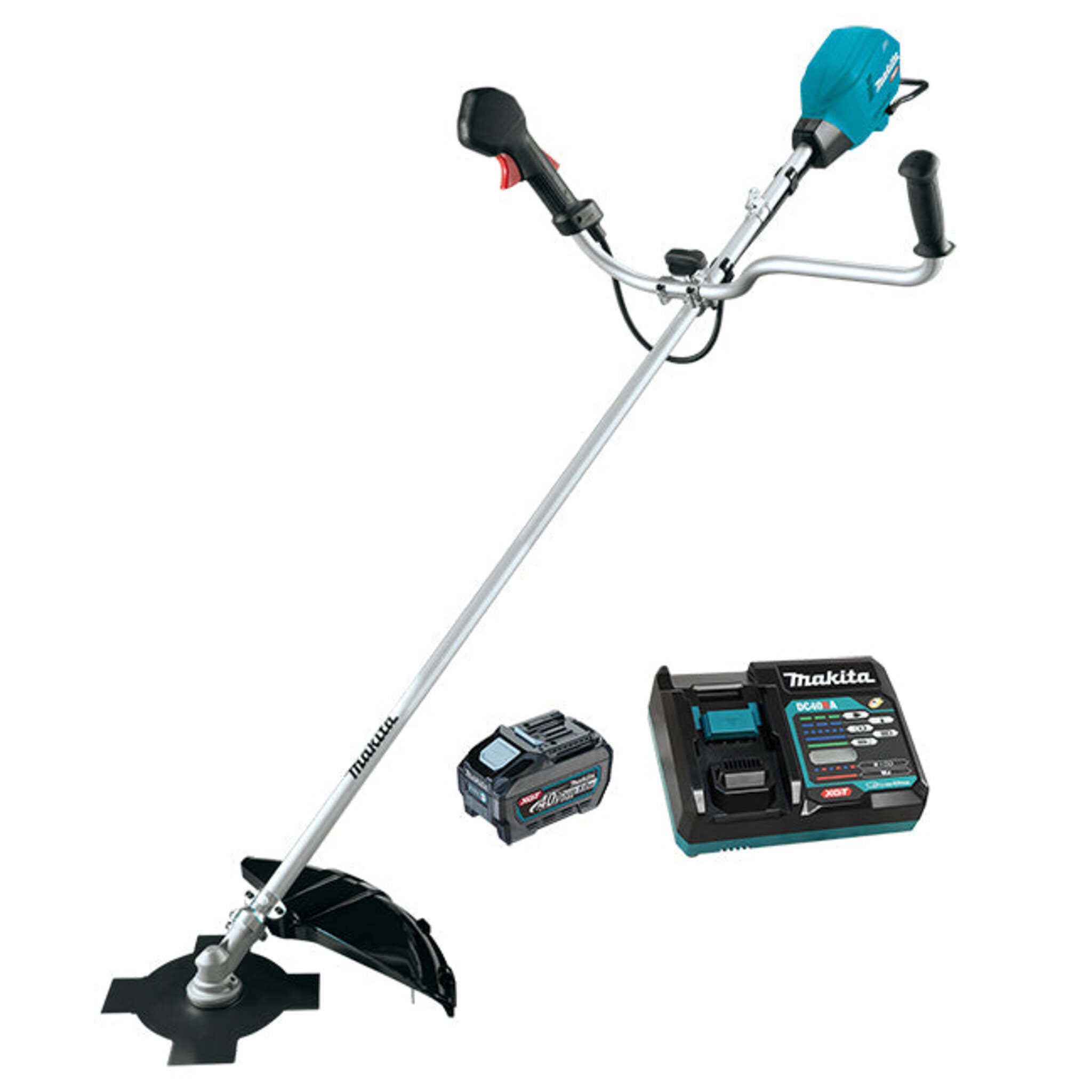 Makita 40Vmax XGT Brushless 9" Brush Cutter Kit - Includes 5.0Ah Battery, Bike Handle, ADT, AFT, 3-Speed Control, Tool-less Fastening, Rapid Charger