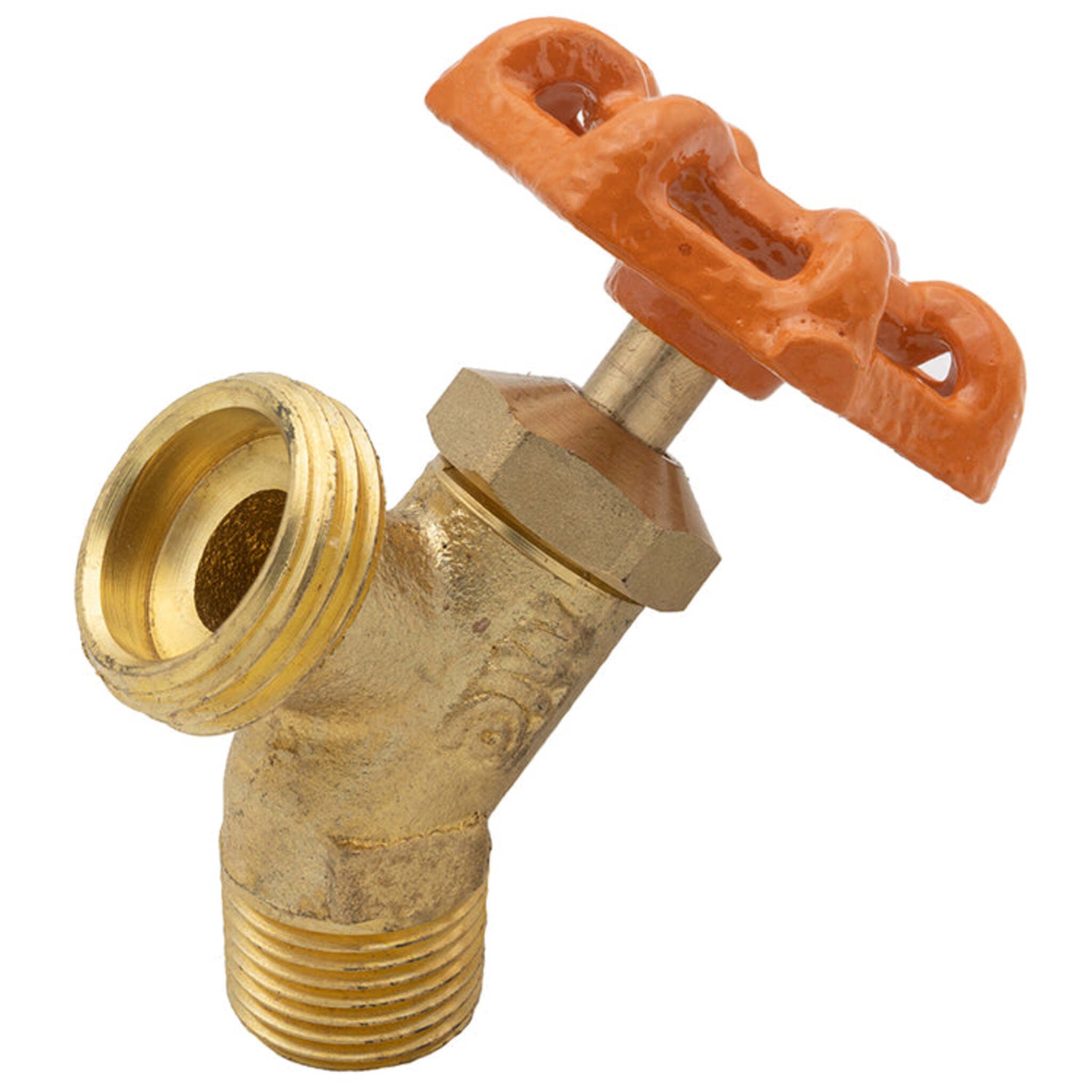 Male Garden Hose Thread x MPT Brass 45° Angle Valve - Durable, Corrosion-Resistant, Easy Hand Wheel Handle, High Pressure 150 PSI, Versatile Sizes