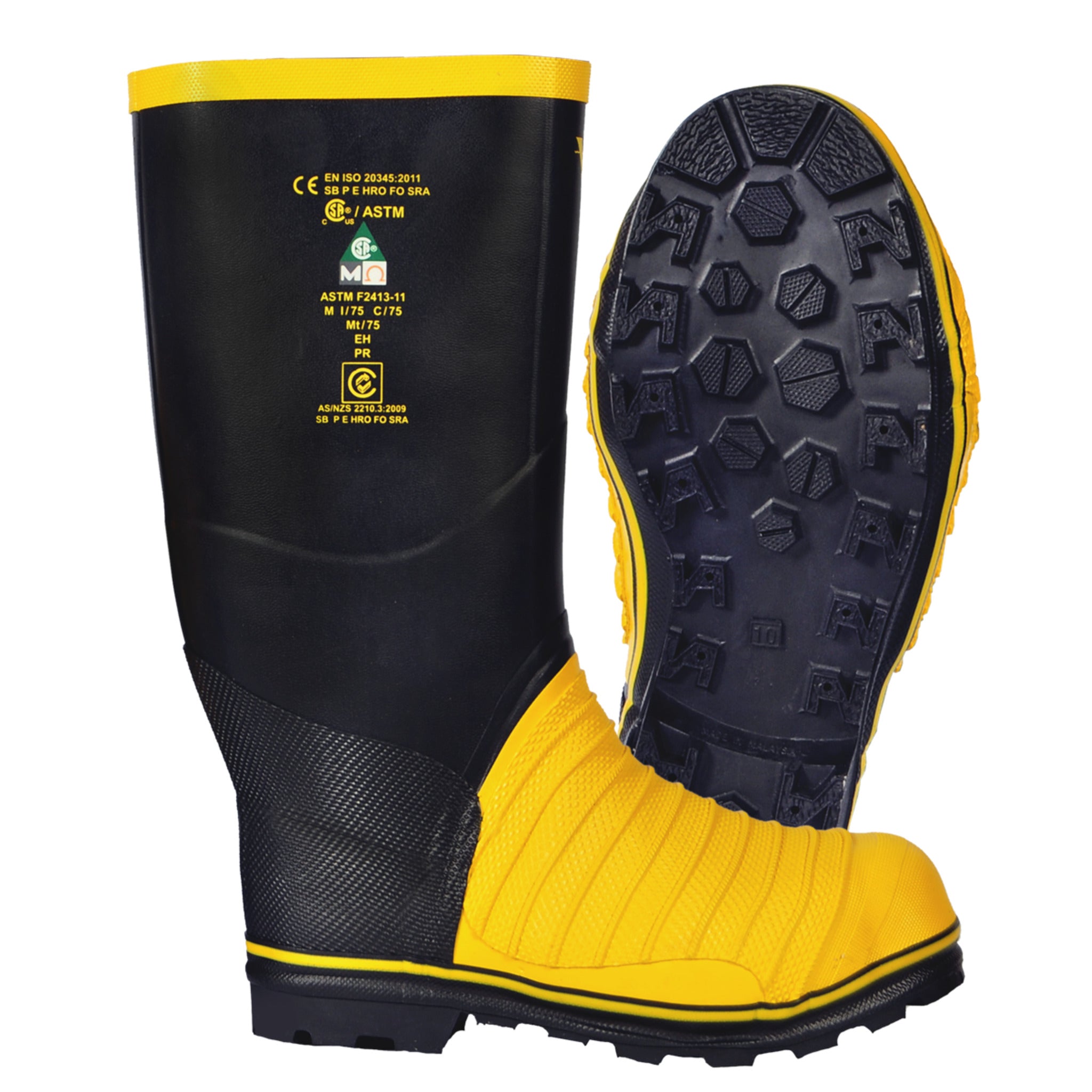 Viking® Miner 49er Tall Boots - 16" Height Chemical-Resistant Rubber, Steel Toe, Metatarsal Guard, Slip-Resistant, Shockproof, CSA/ASTM Certified