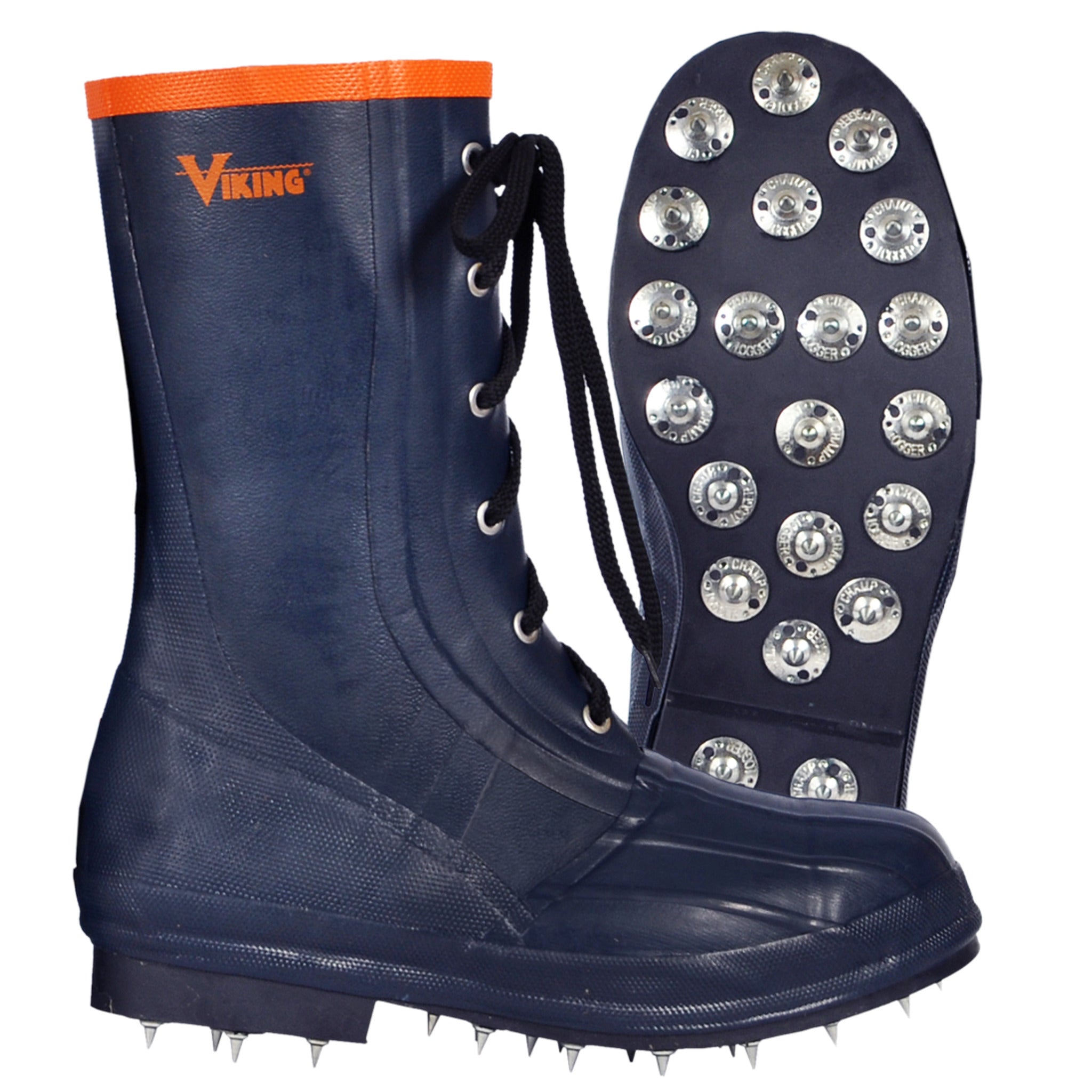 Viking® VW56 Soft Toe Spiked Sole Forester® Boots - SBR Rubber, Highly Chemical Resistant, Reinforced Heel, Caulked Sole, Ultra Flexible