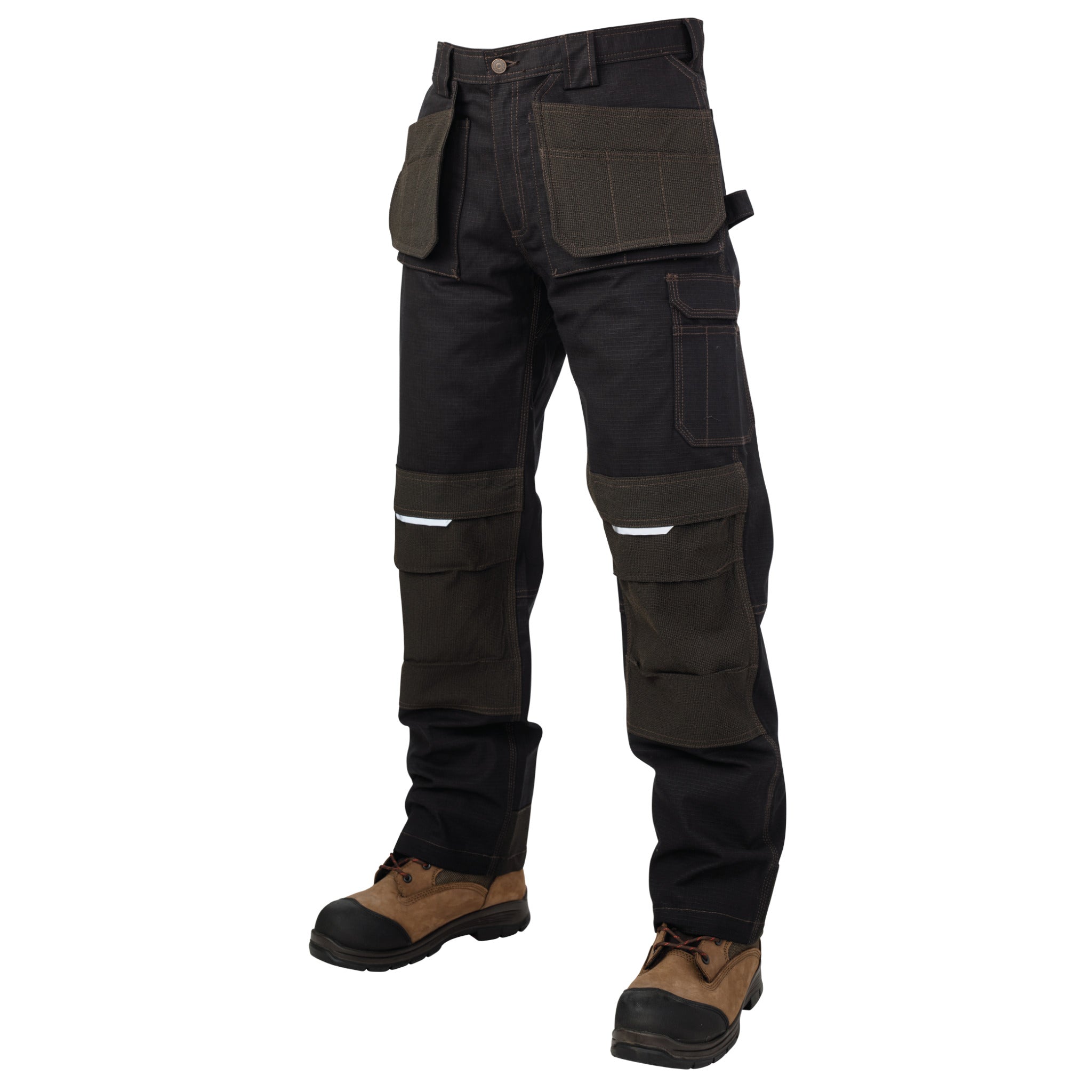 Tough Duck WP07 Men's Contractor Work Pants - Cotton/Poly Flex Ripstop, Reflective Trim, Knee Pad Pockets, Reinforced, Triple Stitched, Durable, Comfortable Fit | Sizes 30-44