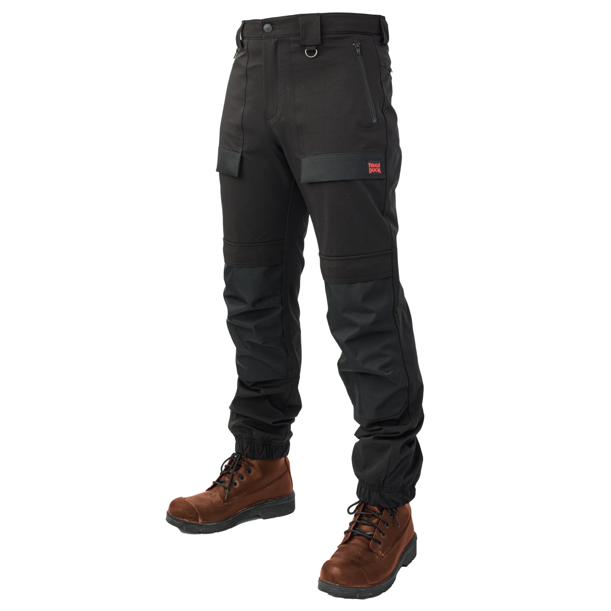 Tough Duck WP14 Men's Comfort Fit Free Flex Jogger, Tapered Leg, 4-Way Stretch, Stain Repellent, Expandable Waistband, Triple-Stitched | Sizes S-2XL