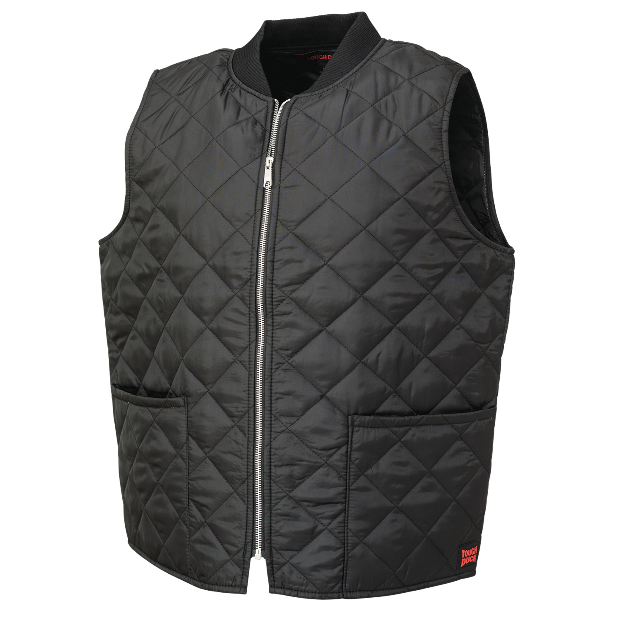 Tough Duck WV07 Men's Freezer Vest - Poly Insulated, Diamond Quilt, Rib Knit Collar, YKK Zip, Pockets, Durable, Warm, Ideal for Cold Storage, Workwear | Sizes S-5XL - Items