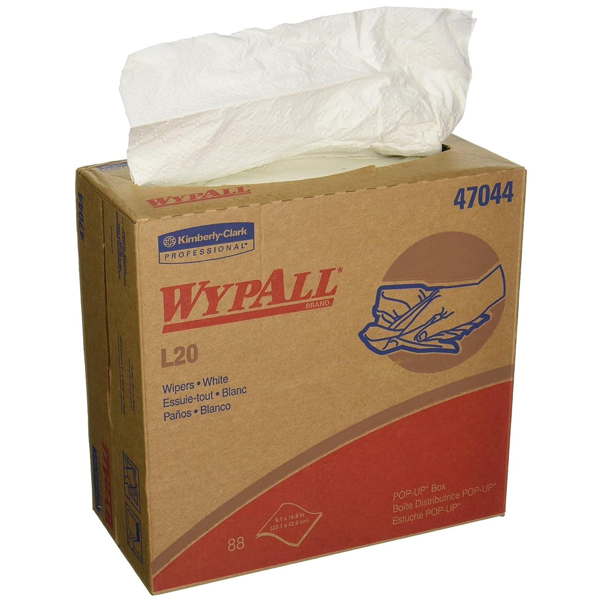 WypAll® L20 Medium Cleaning Cloths (47044) – 4-Ply, Pop-Up Box, 88 Sheets/Box, 10 Boxes/Case – Superior Absorbency & Strength for Versatile Cleaning