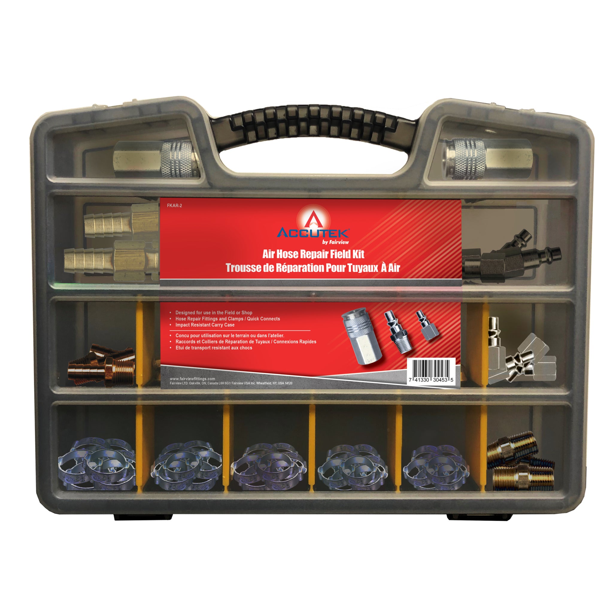 Accutek FKAR2 Professional 112-Piece Air Hose Repair Kit with Fittings, Clamps, Quick Disconnects - Essential for Efficient On-Site and Shop Repairs