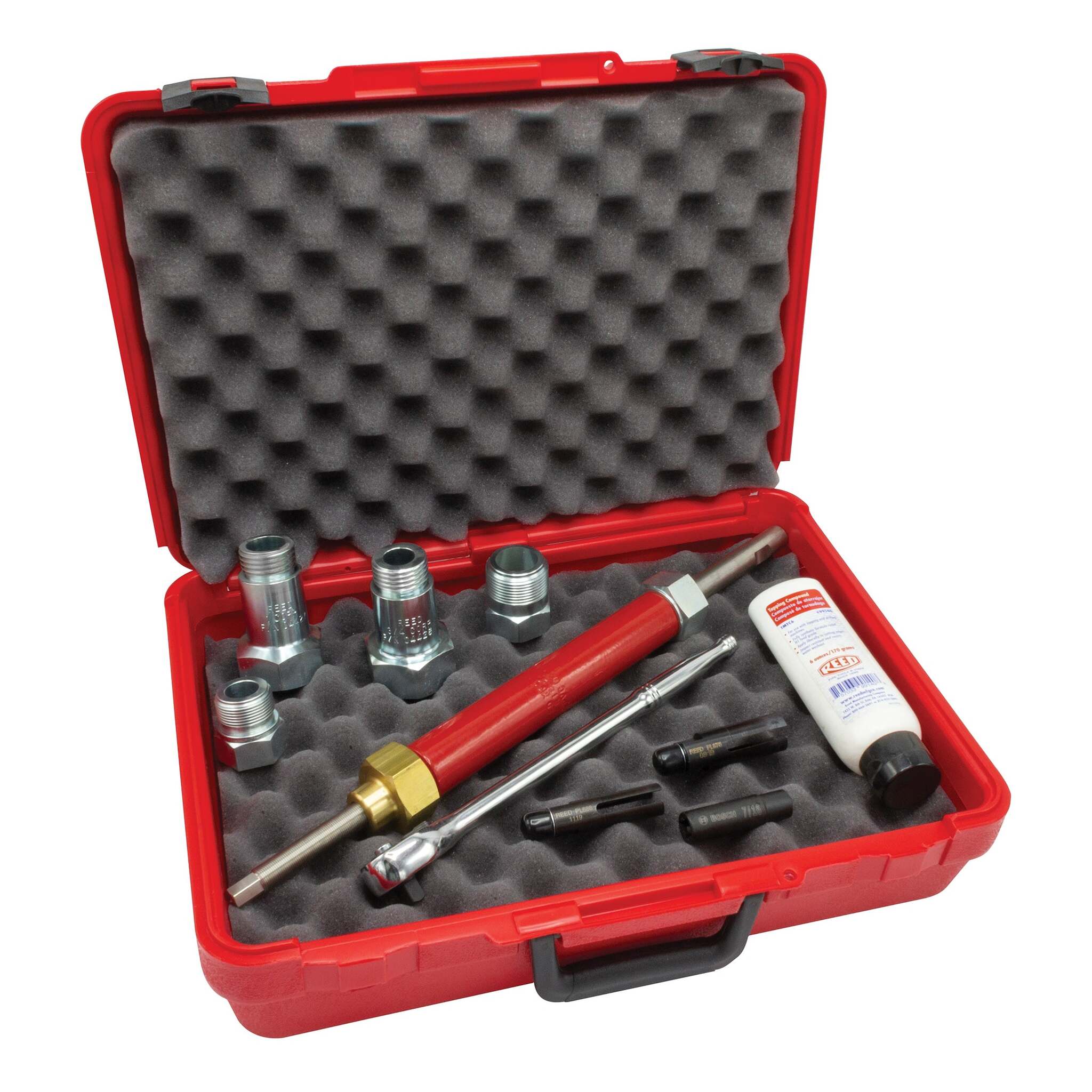 REED DMPVC COMPLETE PVC/PE Drilling Machine | Works on Pressurized Pipes | Includes Shell Cutters, Corp Adapters, Tool Kit | Professional-Grade Tool