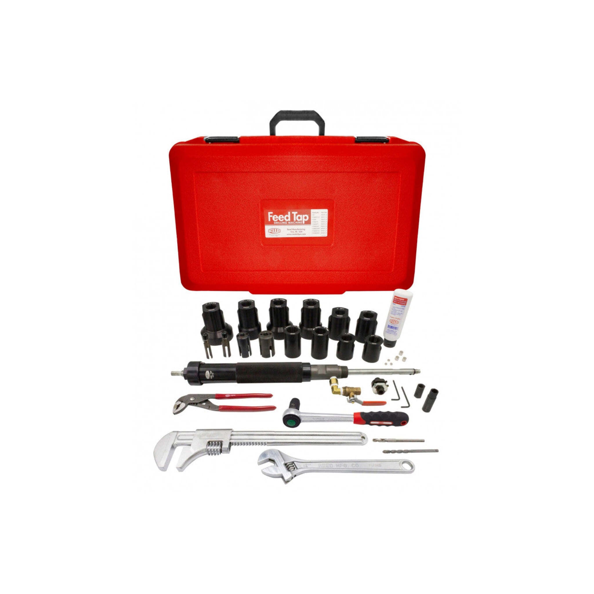 Reed FTP2000U Feed Tap™ Drilling Machine Kit - 3/4" to 2" PVC/PE Pipes, Manual Operation, Complete Kit w/ Adapters & Shell Cutters, Durable & Portable