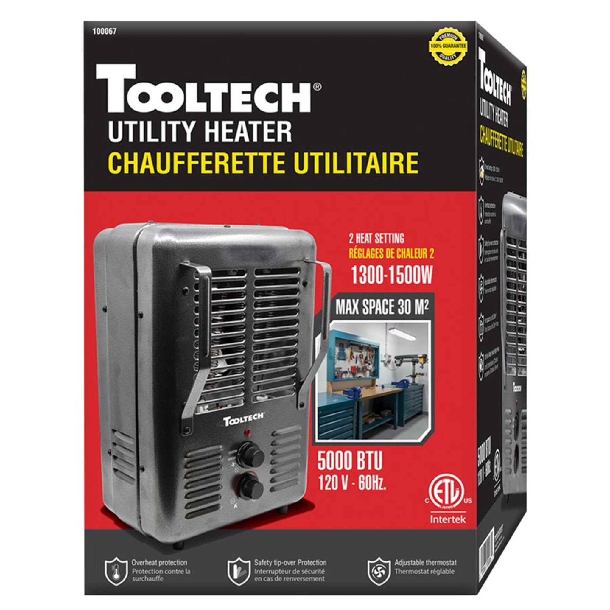 ToolTech Portable Fan-Forced Utility Heater