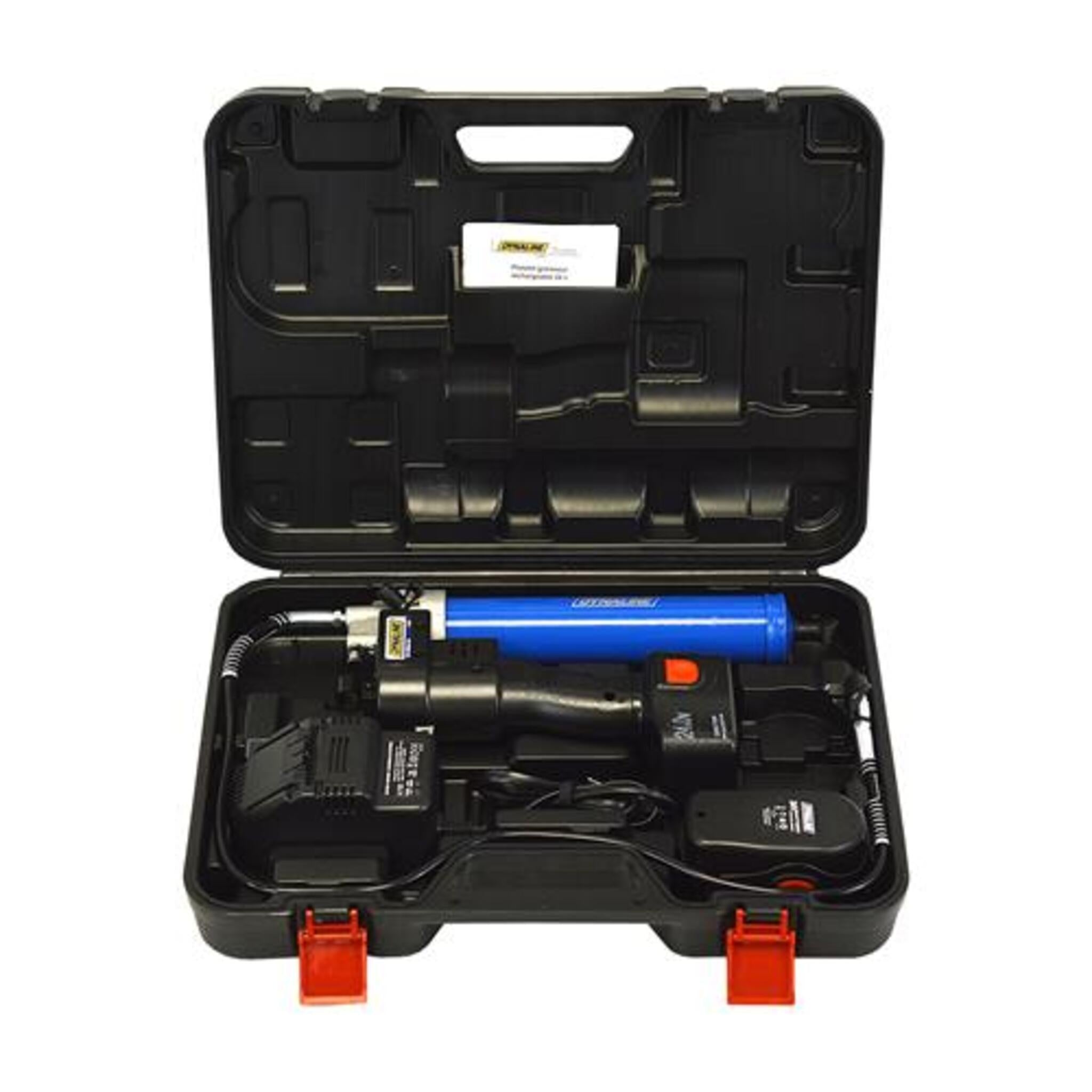 Dynaline 24V Rechargeable Grease Gun Kit: High-Pressure Precision Lubrication with Dual Li-Ion Batteries, LCD Display, Quick Charge, and 42" Hose