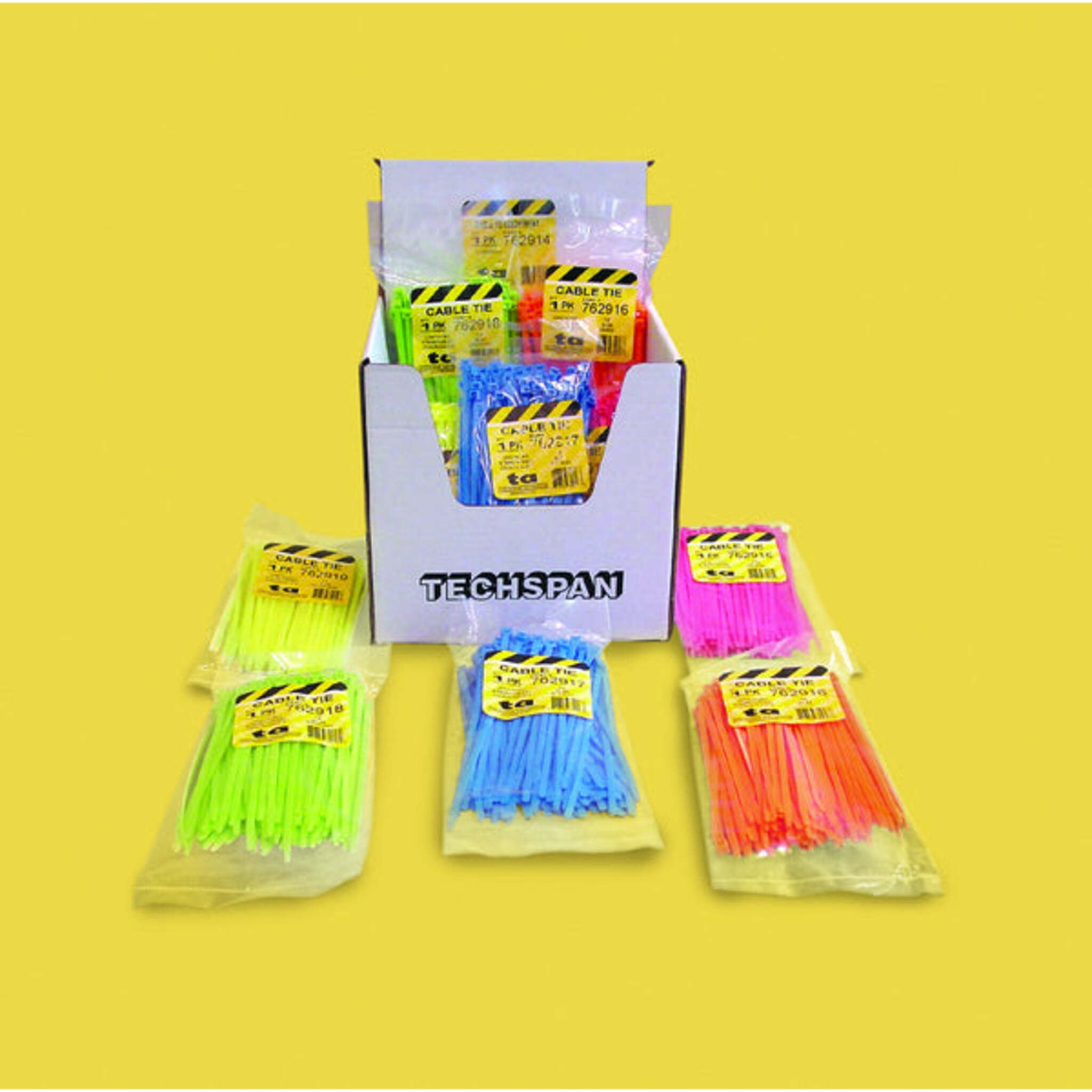 Techspan Fluorescent Cable Tie Assortment – 1000 Pcs