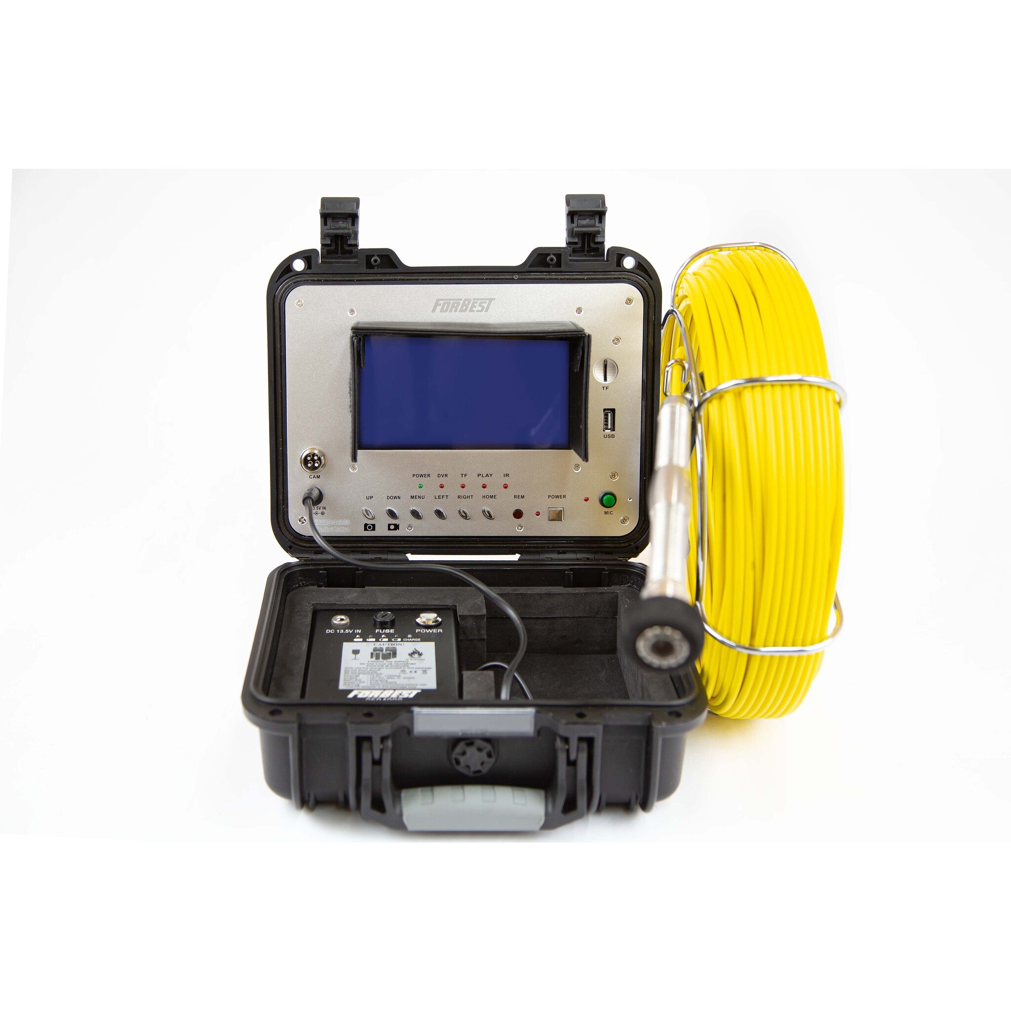 Forbest 3188SD+ Portable Sewer Camera with 130-Ft Cable, 512HZ Transmitter, and 7" LCD Screen - Waterproof, Voice Recording, 4-Hr Battery