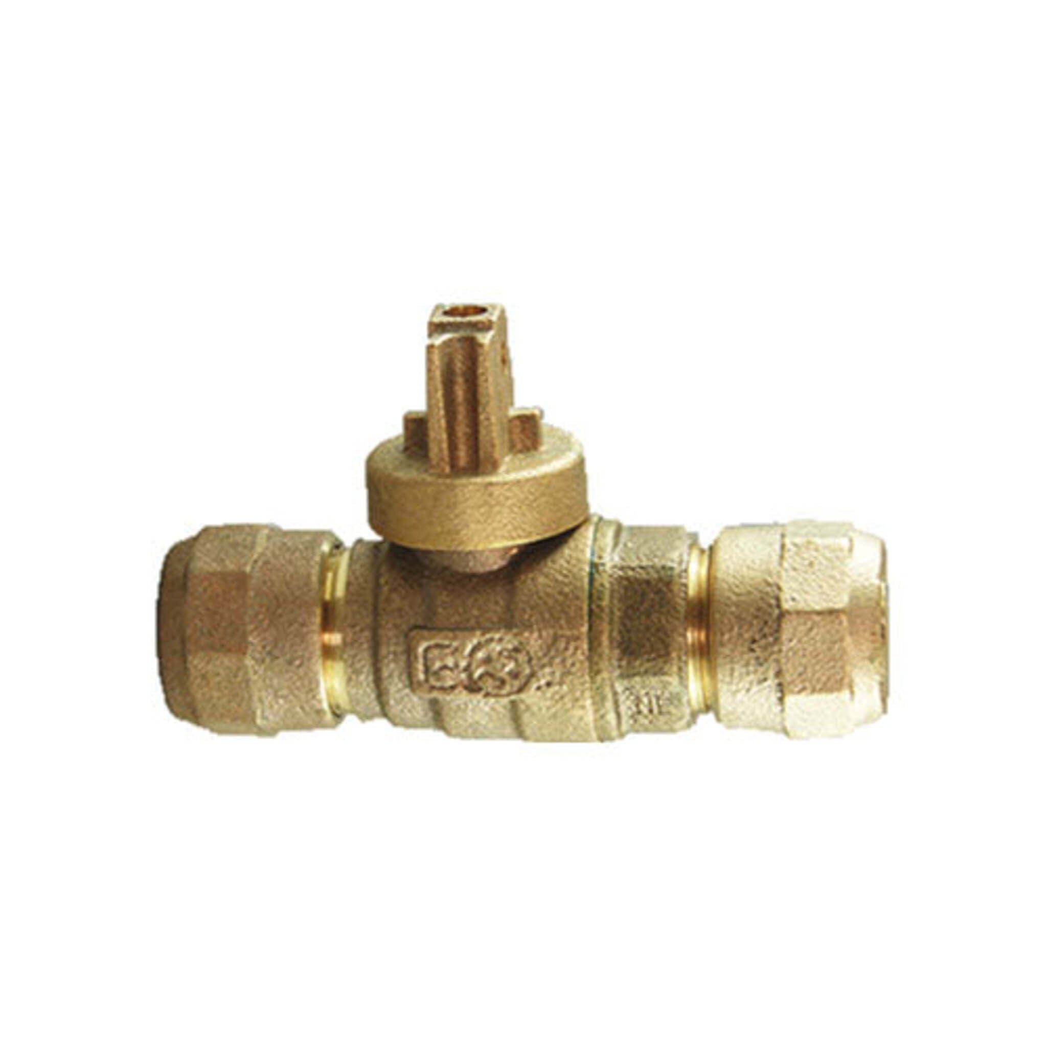 Compression Curb Stop Valve Copper Tube Size LF Brass  – CTS & HDPE Water Line Shut-Off | Lead-Free | AWWA C800 & NSF 61/372 Certified