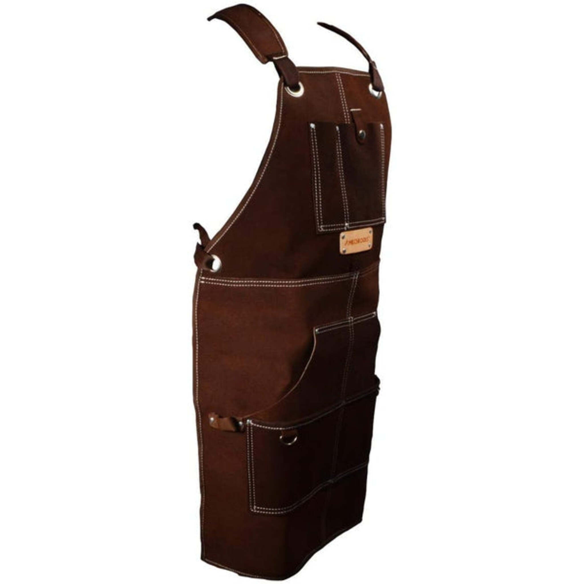 MECHTOOLS Heavy Duty One Size Adjustable Brown Leather Work Apron