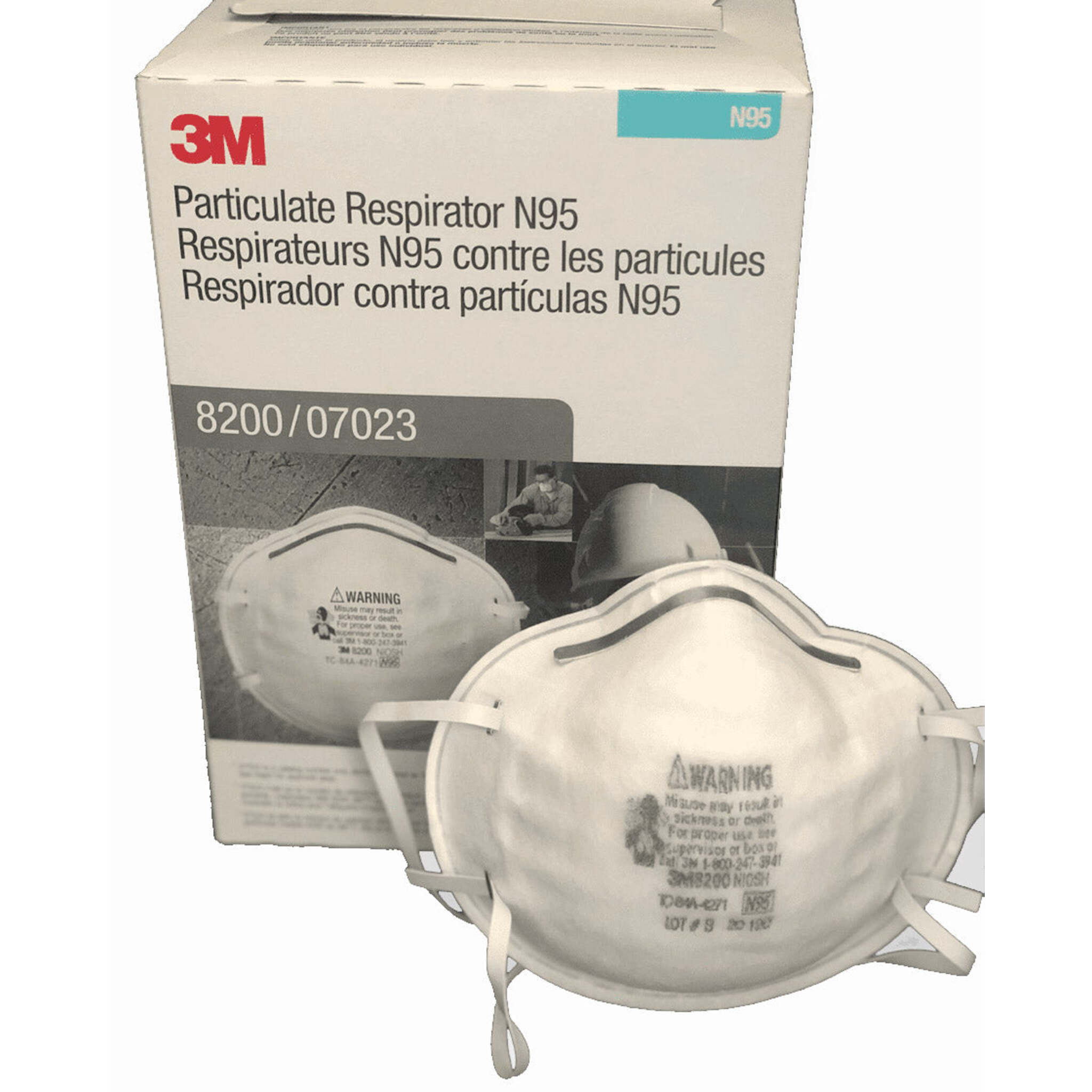 3M 8200 Particulate Respirator - N95 - Box of 20 Personal Protective Equipment - Cleanflow