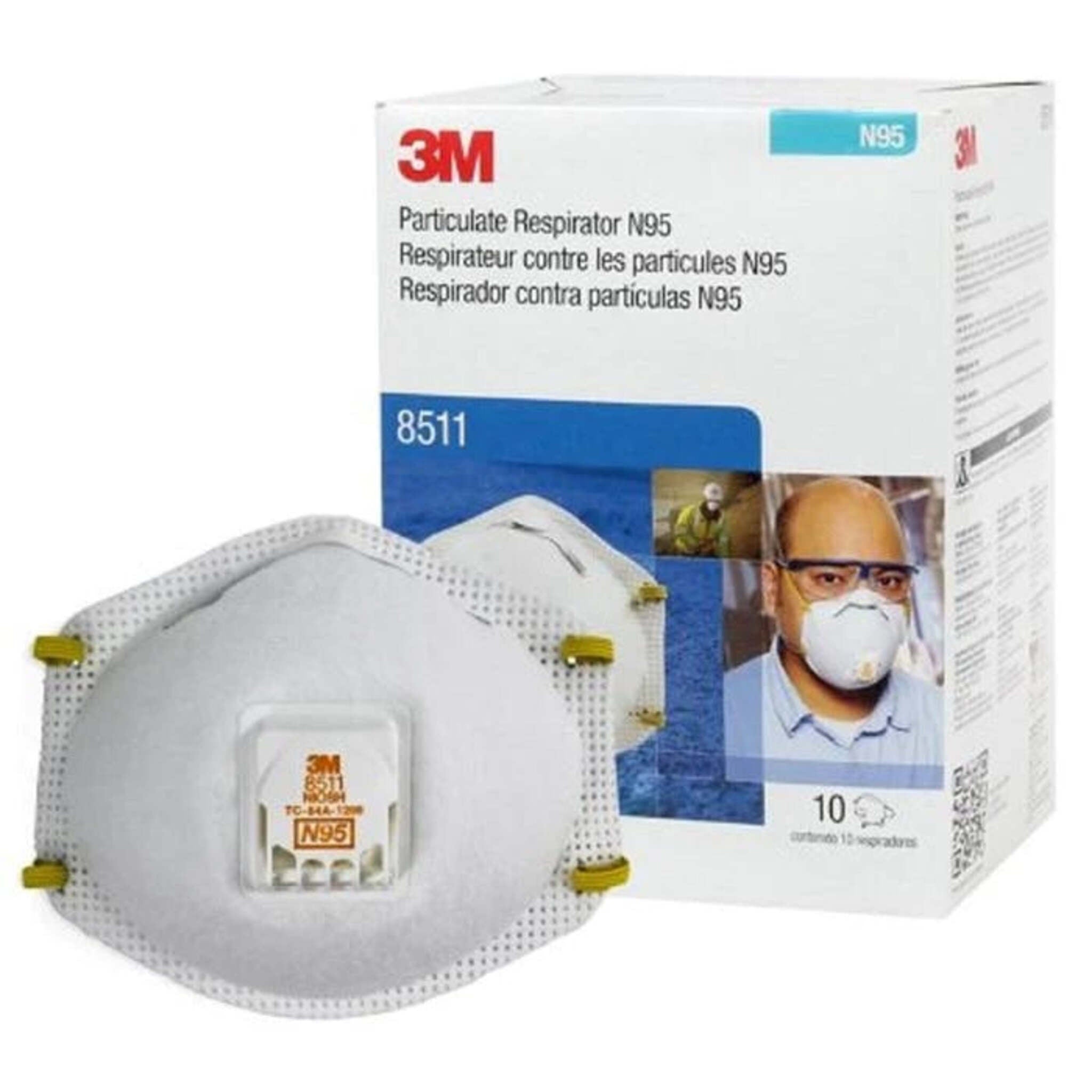 3M 8511 N95 Particulate Respirator with Cool Flow™ Valve | Box of 10 | NIOSH Approved, 95% Filtration Efficiency | Comfortable, Heat-Reducing Design