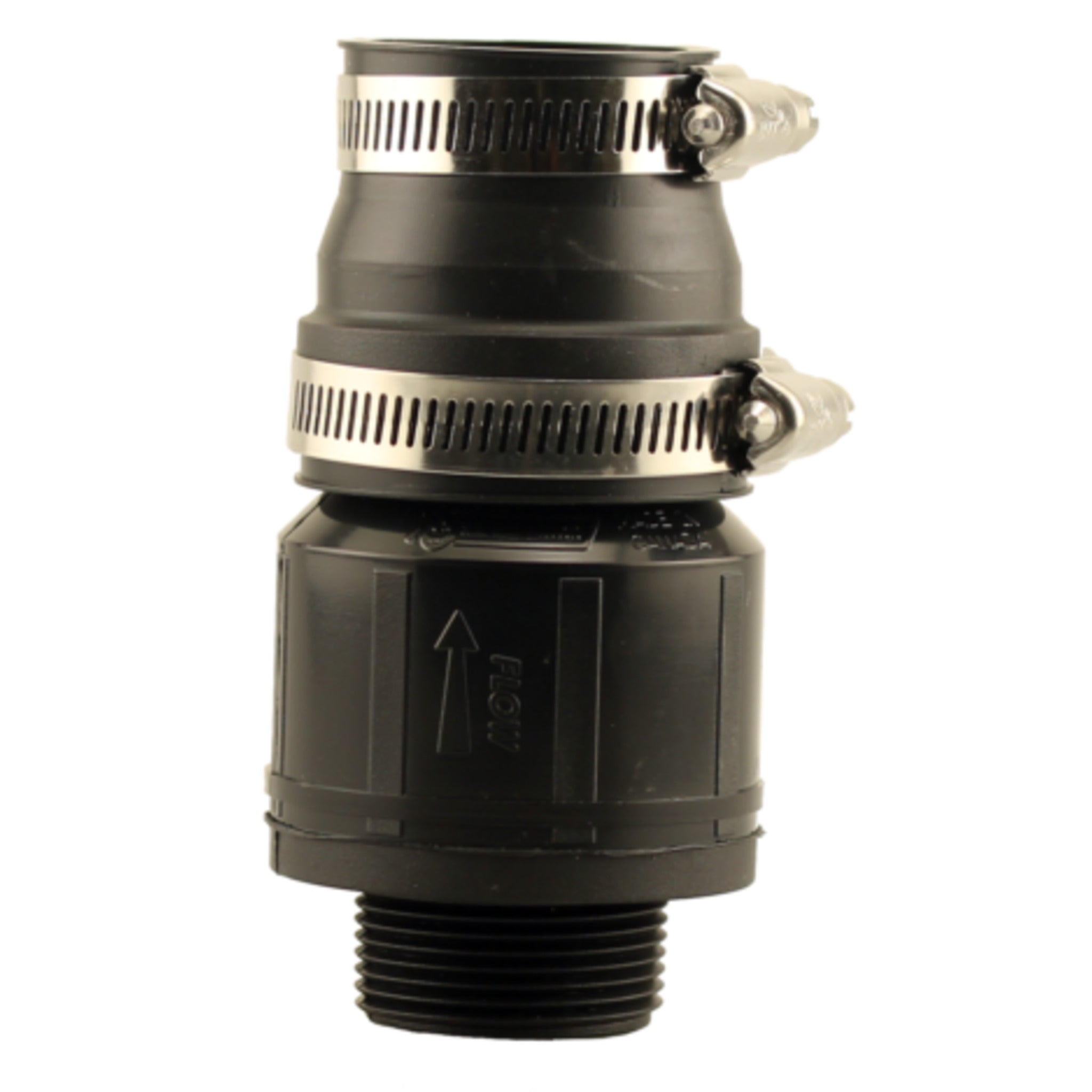 Full Port Sump Pump Check Valve with MPT x Flex Rubber Connector – Durable, Reduces Water Hammer & Prevents Debris for Enhanced Pump Efficiency