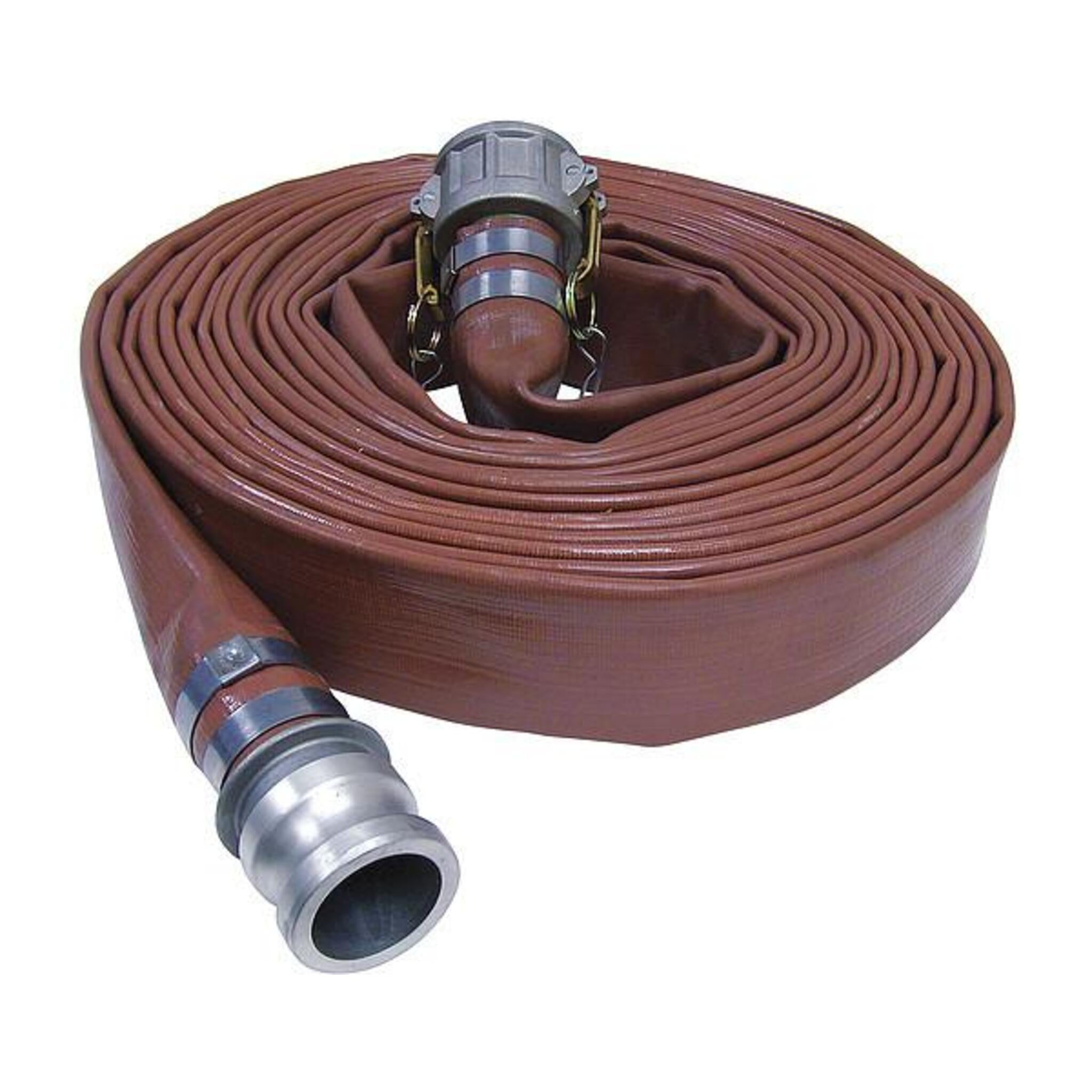 Brown PVC Layflat Discharge Hose Assemblies (w/ Male X Female Camlocks) Hose and Fittings - Cleanflow