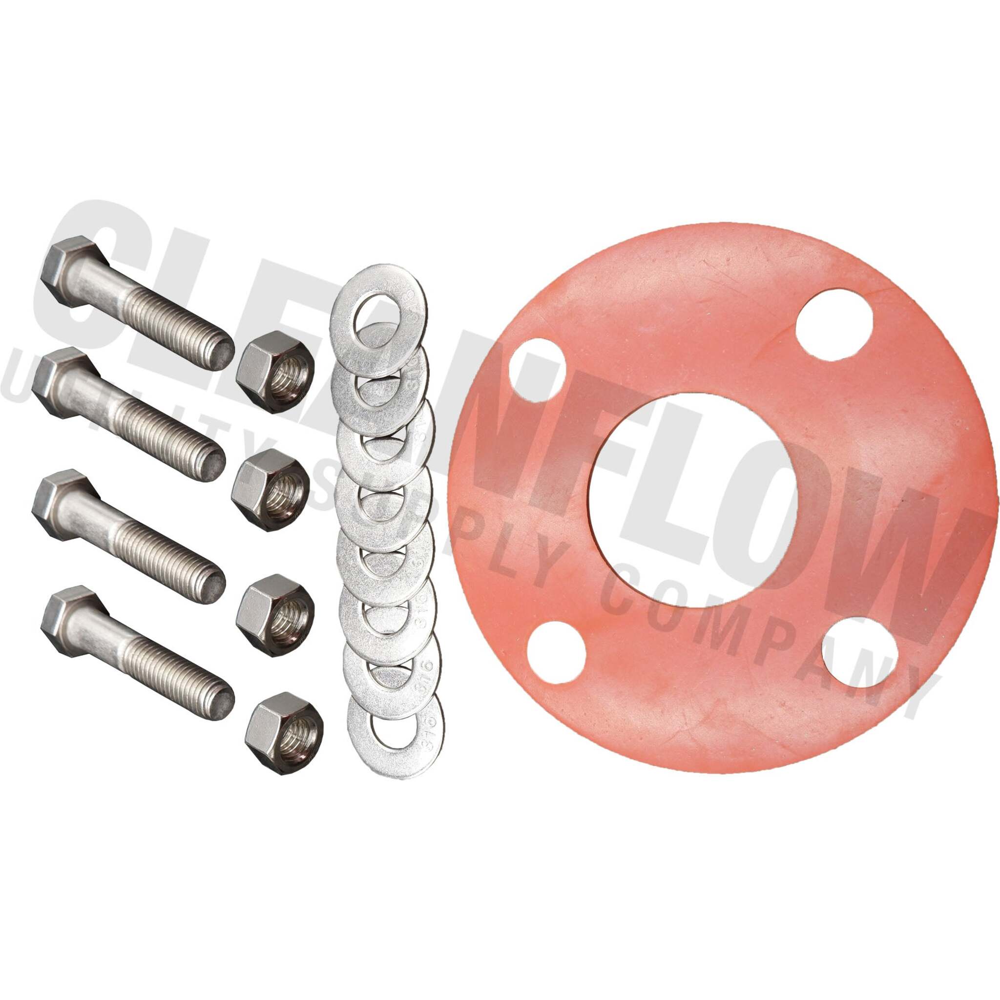 316 Stainless Steel Flange Bolt Pack with 1/8" Full-Face Gasket | Corrosion-Resistant | ANSI 150# Complete Kit for Flange Connections in Harsh Areas