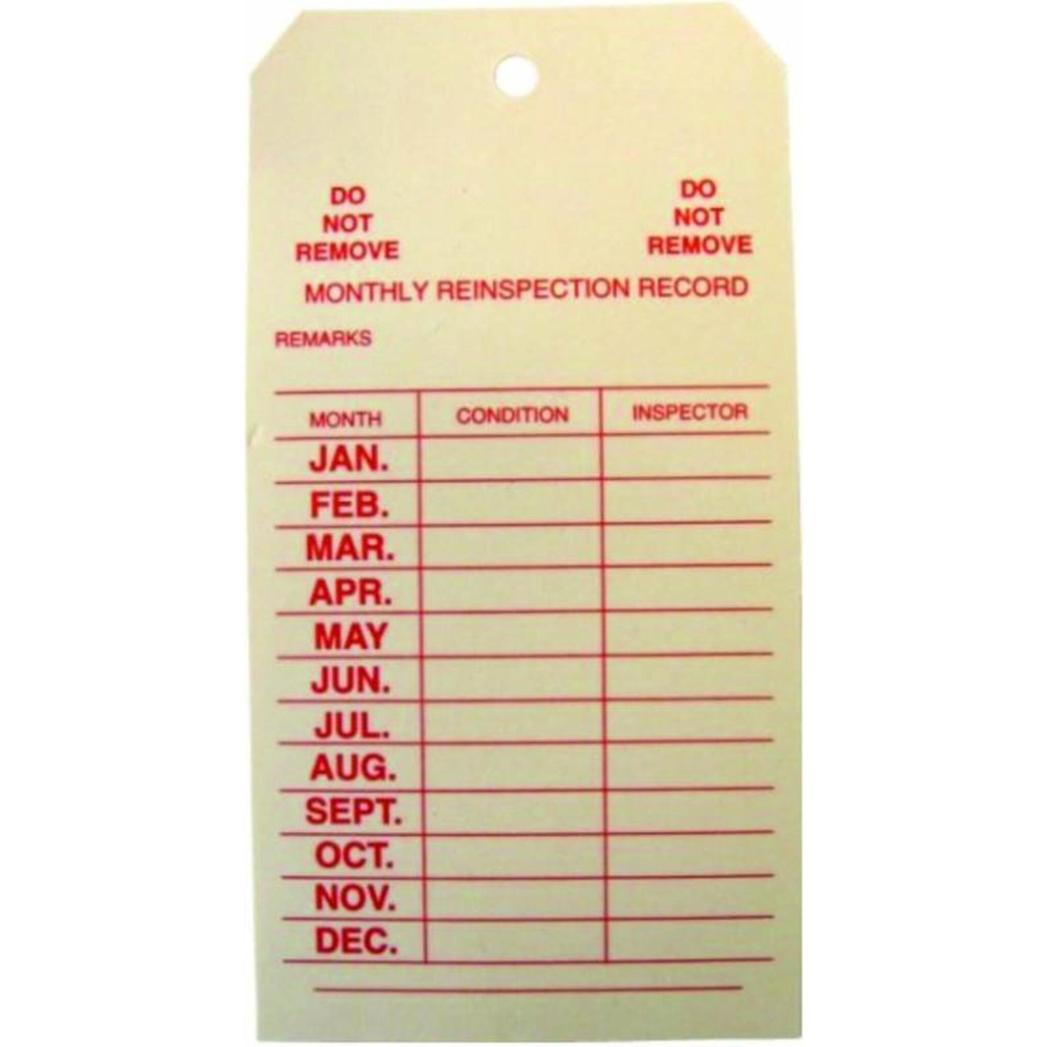 Monthly Safety Equipment Inspection Tags Facility Safety - Cleanflow