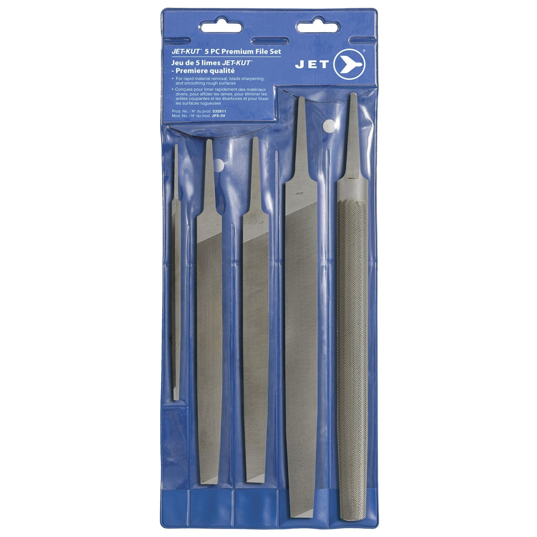 Jet JFS-5V Premium File Set, 5 Piece Hand Tools - Cleanflow