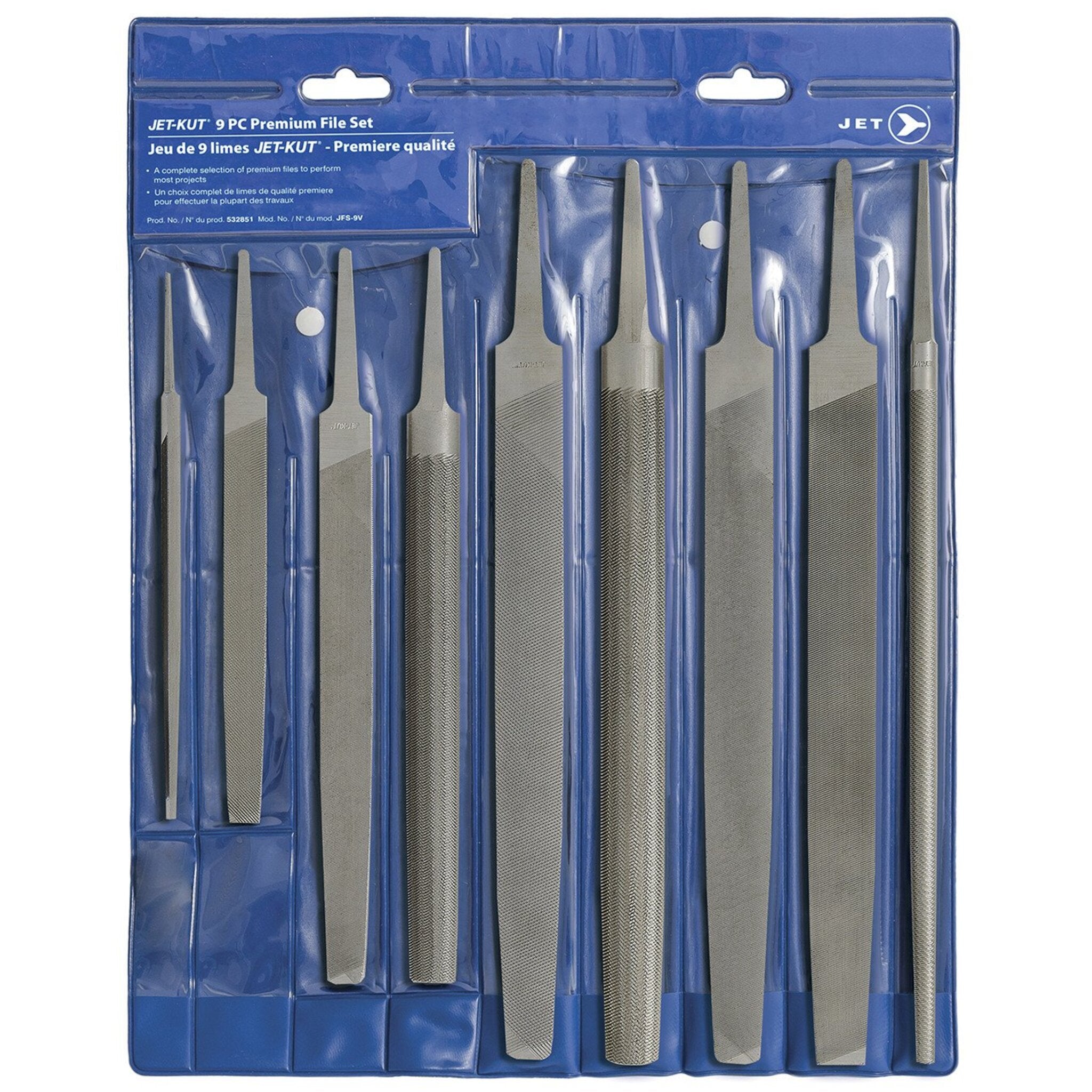 Jet JFS-9V Premium File Set, 9 Piece Hand Tools - Cleanflow