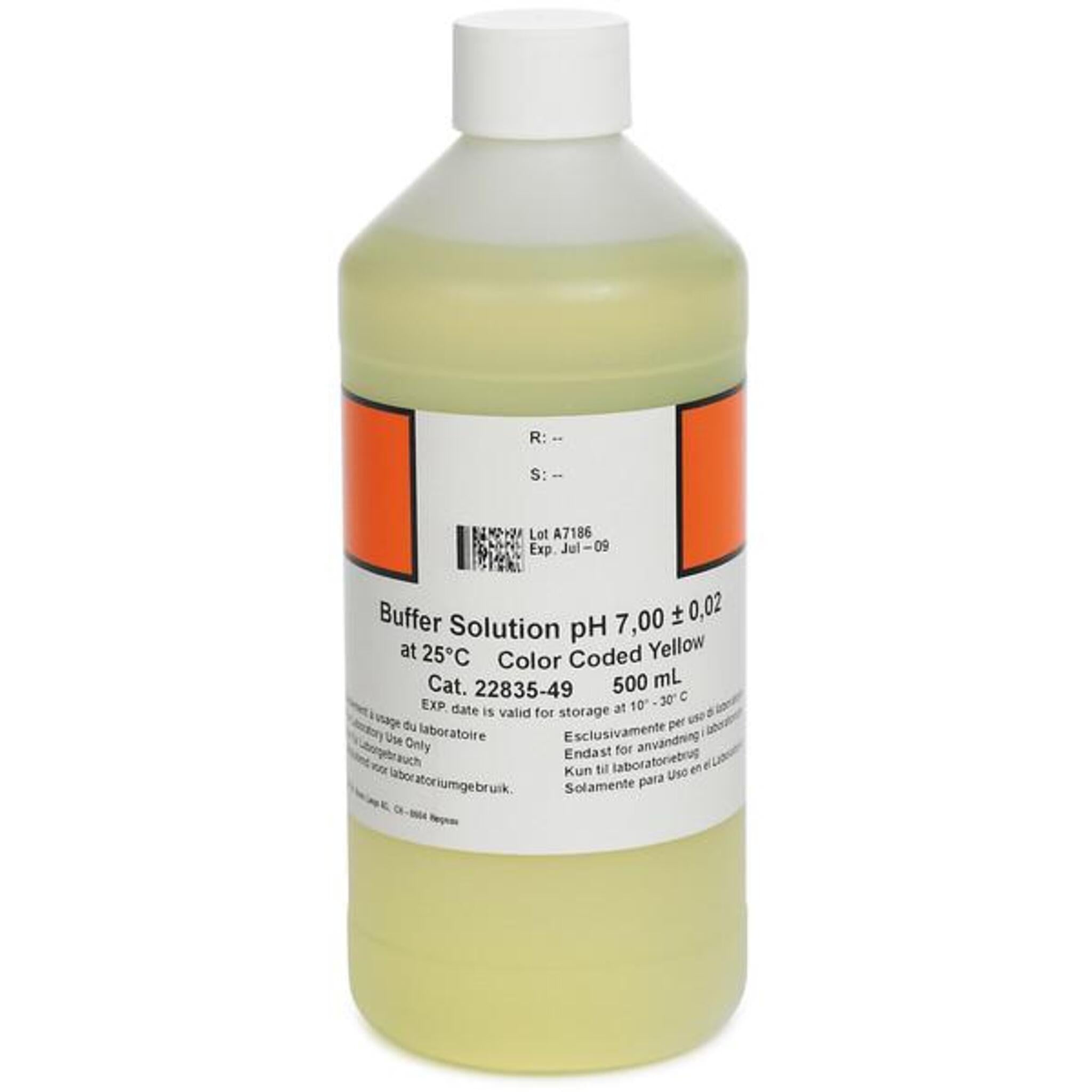 Hach 2283549 Buffer Solution, pH 7.00 (NIST), color-coded yellow, 500 mL Standard Solutions and Buffers - Cleanflow