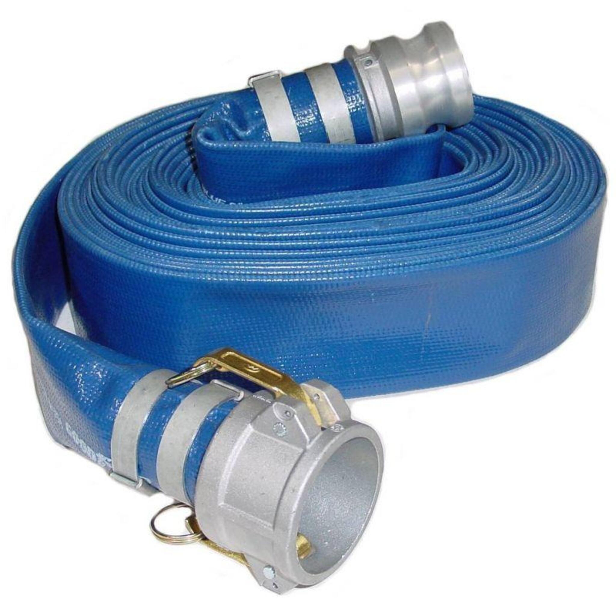 Blue PVC Layflat Discharge Hose Assemblies (w/ Male X Female Camlocks) Hose and Fittings - Cleanflow