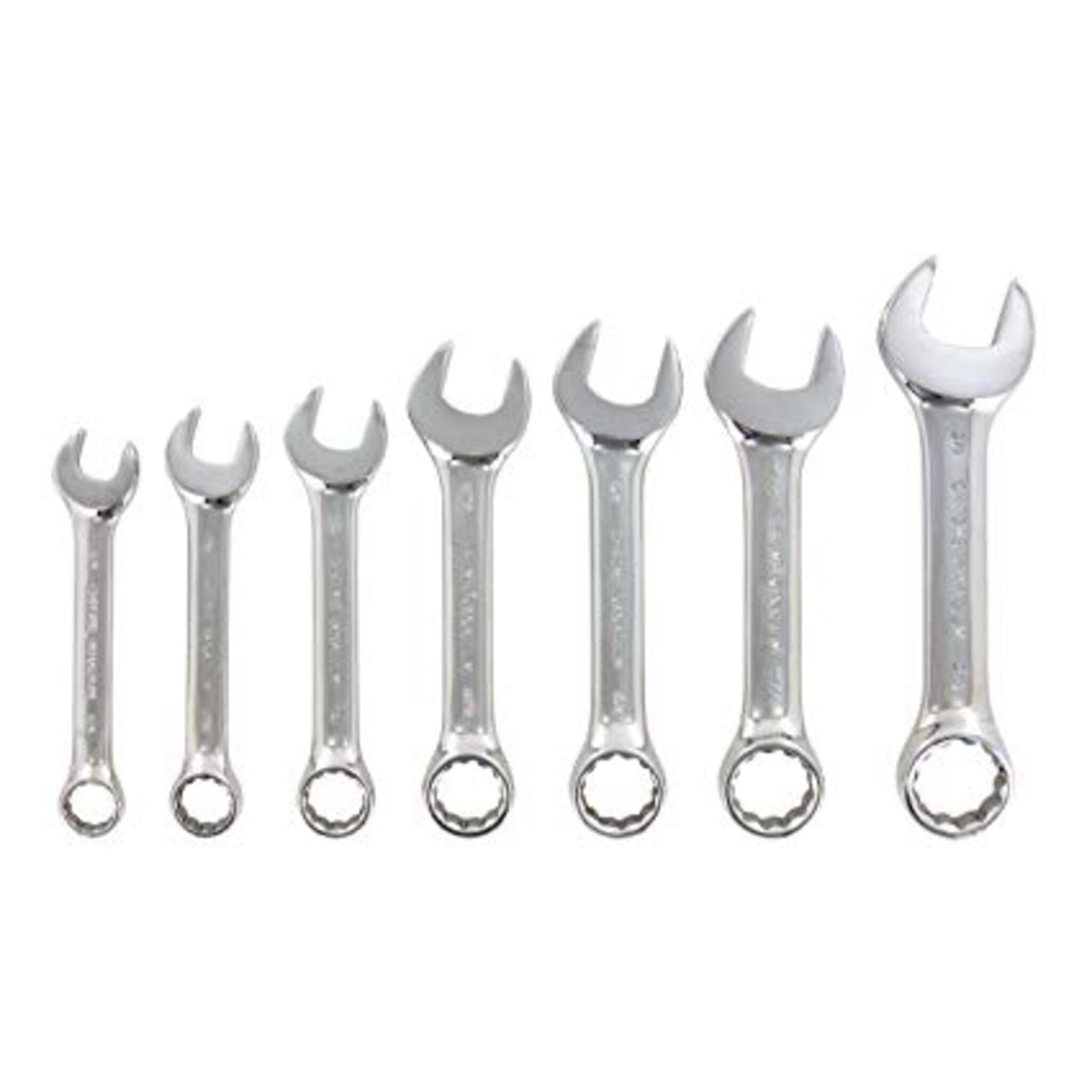 SAE Stubby Combination Wrench Set - 7 Piece Mechanic Tools - Cleanflow