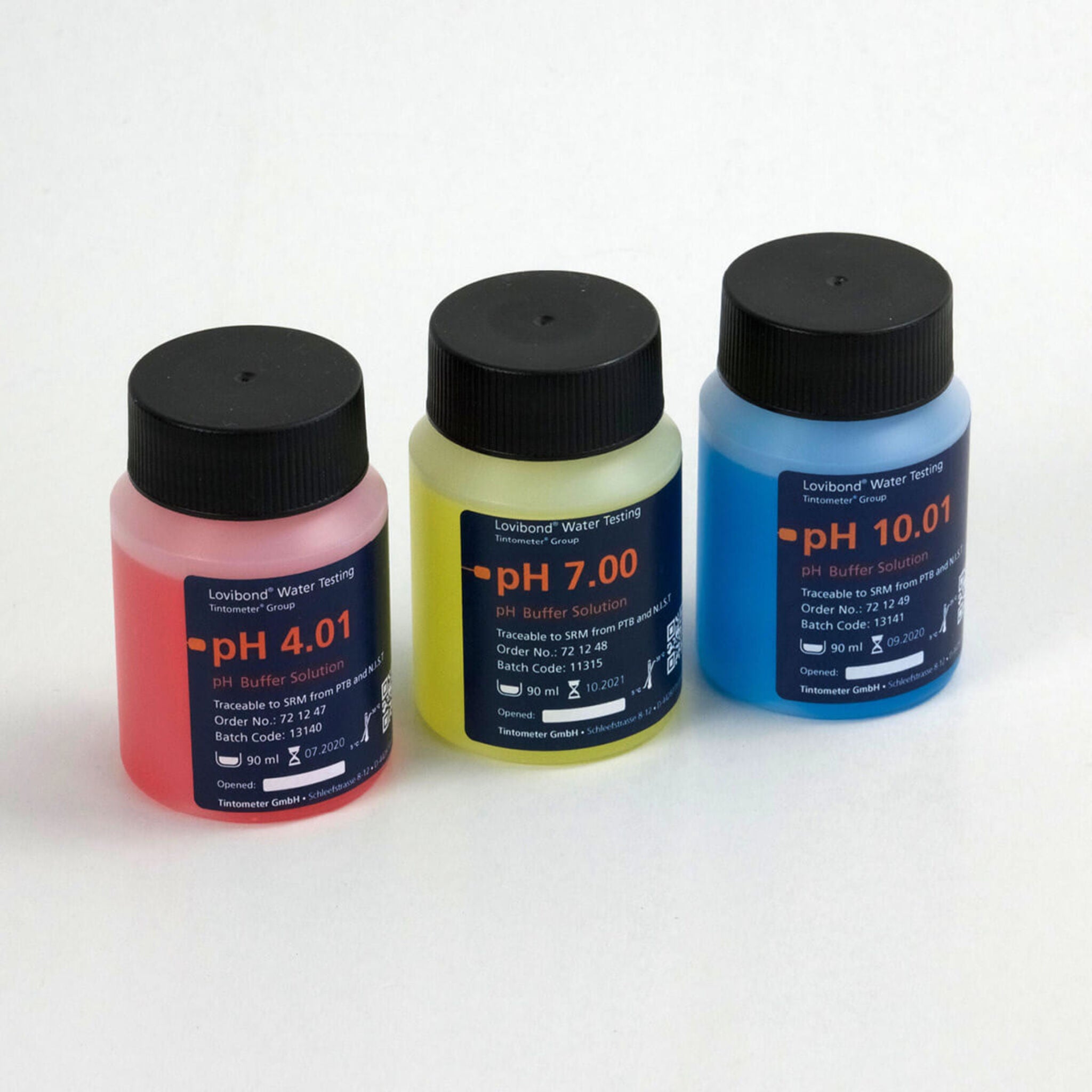 Lovibond pH Buffer Solution Set  | Red Yellow Blue | 90 mL ea Standard Solutions and Buffers - Cleanflow